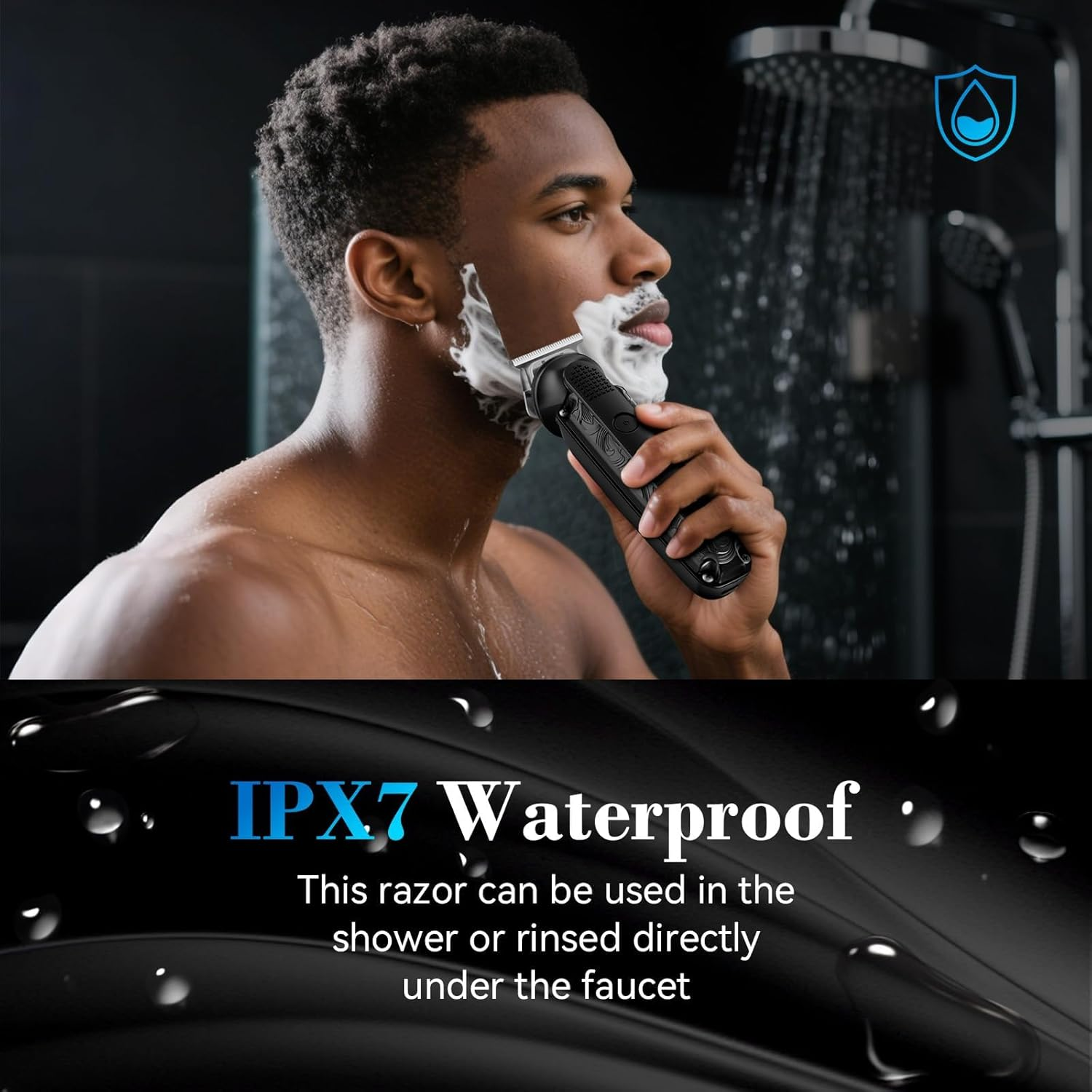 Beard Trimmer for Men, IPX7 Waterproof Electric Shaver Razor, Hair Trimmer for Nose, Body, Face and Mustache, Cordless Hair Clipper Grooming Kit, Gifts for Men image number 4