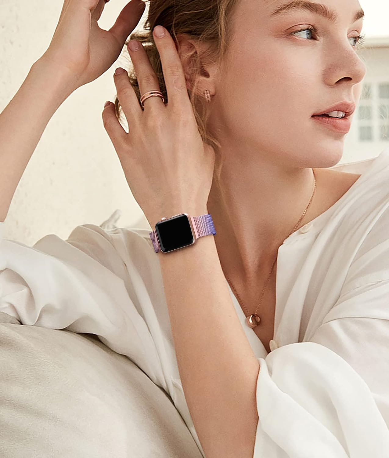 Witzon Stainless Steel Bands for Apple Watch Band 38M 40Mm 41Mm 42Mm 44Mm 46Mm 45Mm 49Mm for Women Men, Magnetic Milanese Mesh Metal Bands for Iwatch Series 11 10 SE Ultra 9 8 7 6 5 4 3 2 1 image number 1