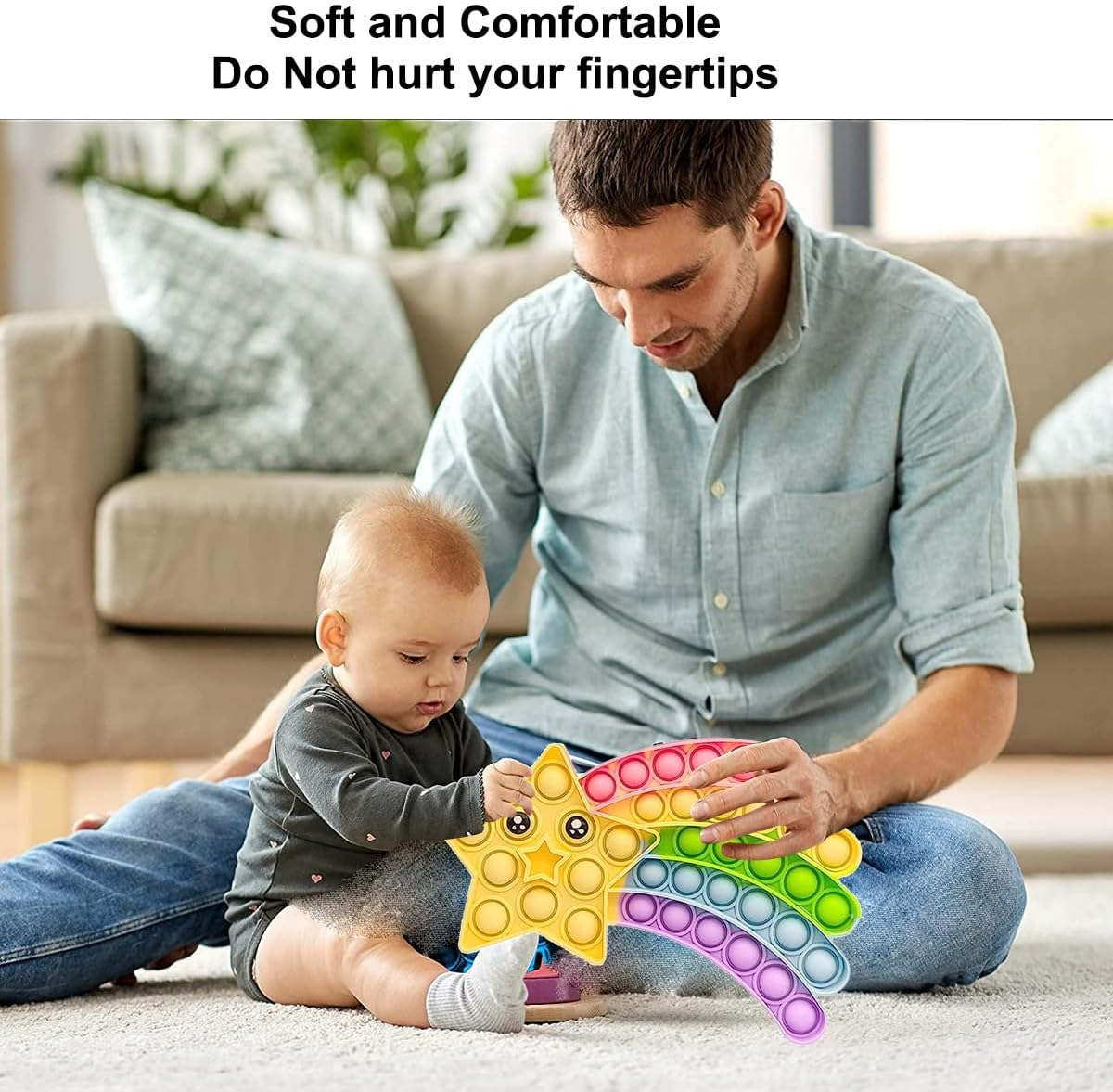 Fidget Toys Fidget Poppers Push Bubble Sensory Toy Silicone Popping Toy Anti-Anxiety Stress Relief Christmas Birthday Gift for Children (Rainbow Star Toy) image number 5