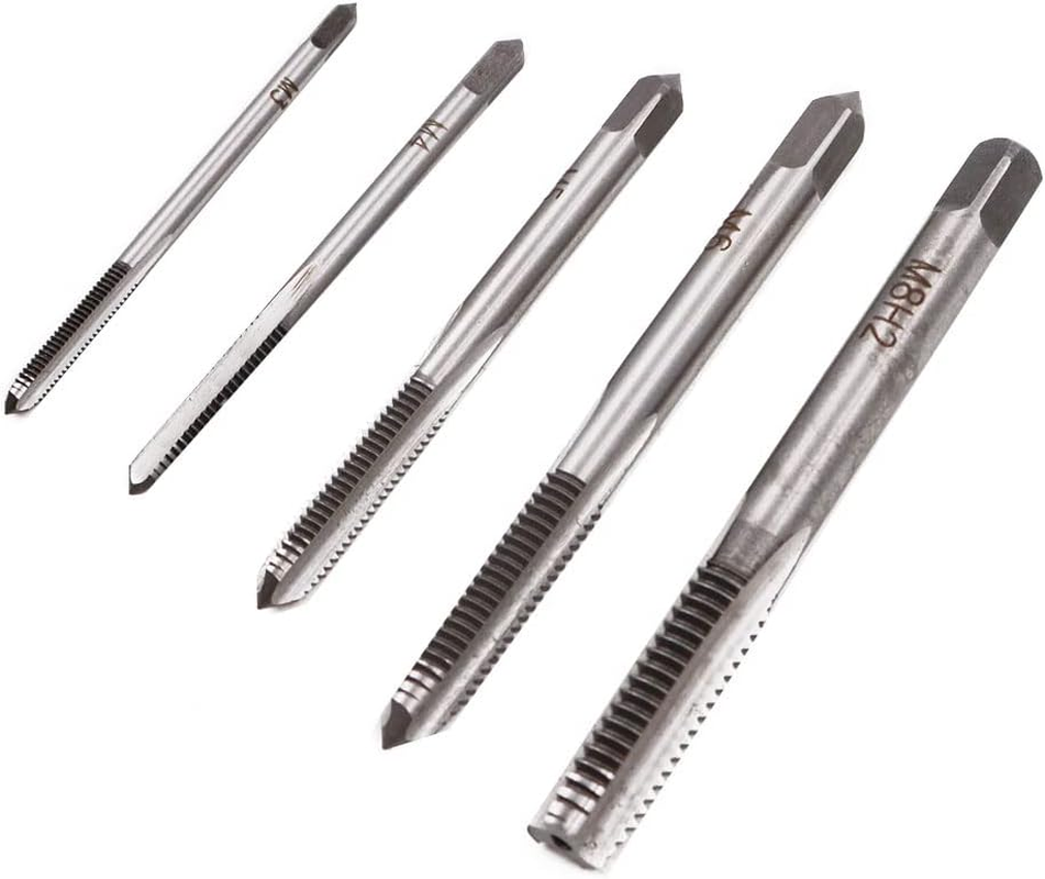 ZONADA 5Pcs in Set Thread Metric Machine Hand Screw Thread Plug Taps Set Size M3 M4 M5 M6 M8 Tapping Threading Tool