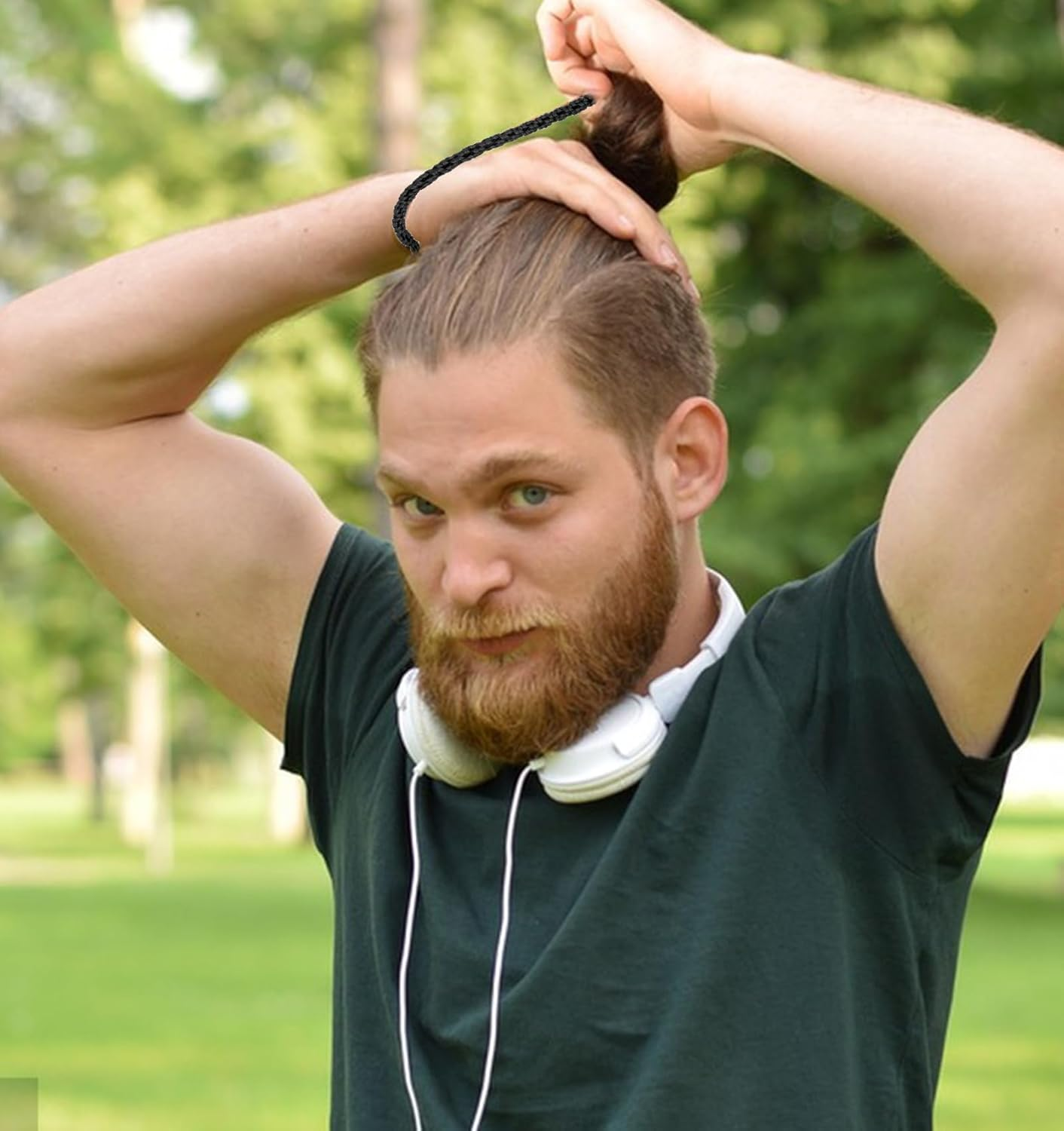 Set of 10 Men'S Hair Bobbles Black Made of Tear-Resistant Nylon with 4-Way Stretch for Strong Elasticity and Non-Slip Hold, Ideal for Everyday Sports and as a Stylish Bracelet image number 1