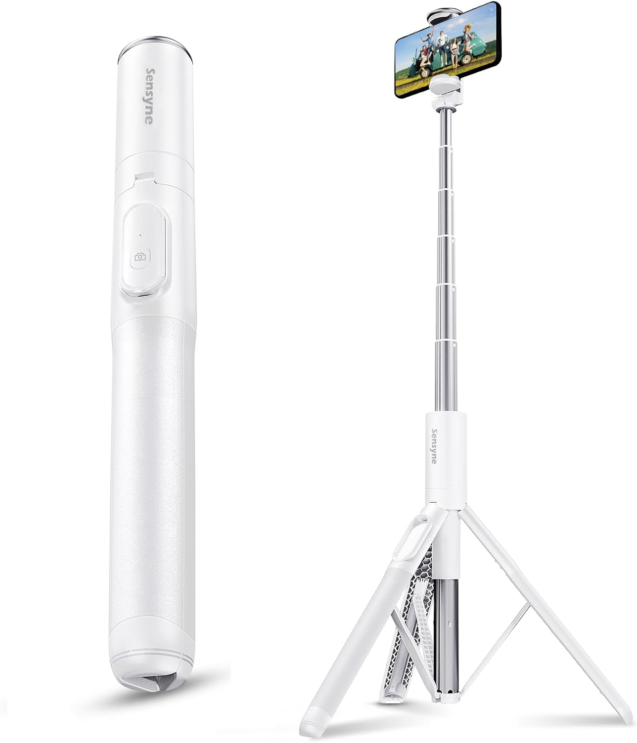 Sensyne 60" Phone Tripod & Selfie Stick, Lightweight All in One Phone Tripod Integrated with Wireless Remote Compatible with All Cell Phones for Selfie/Video Recording/Photo/Live Stream/Vlog（Black