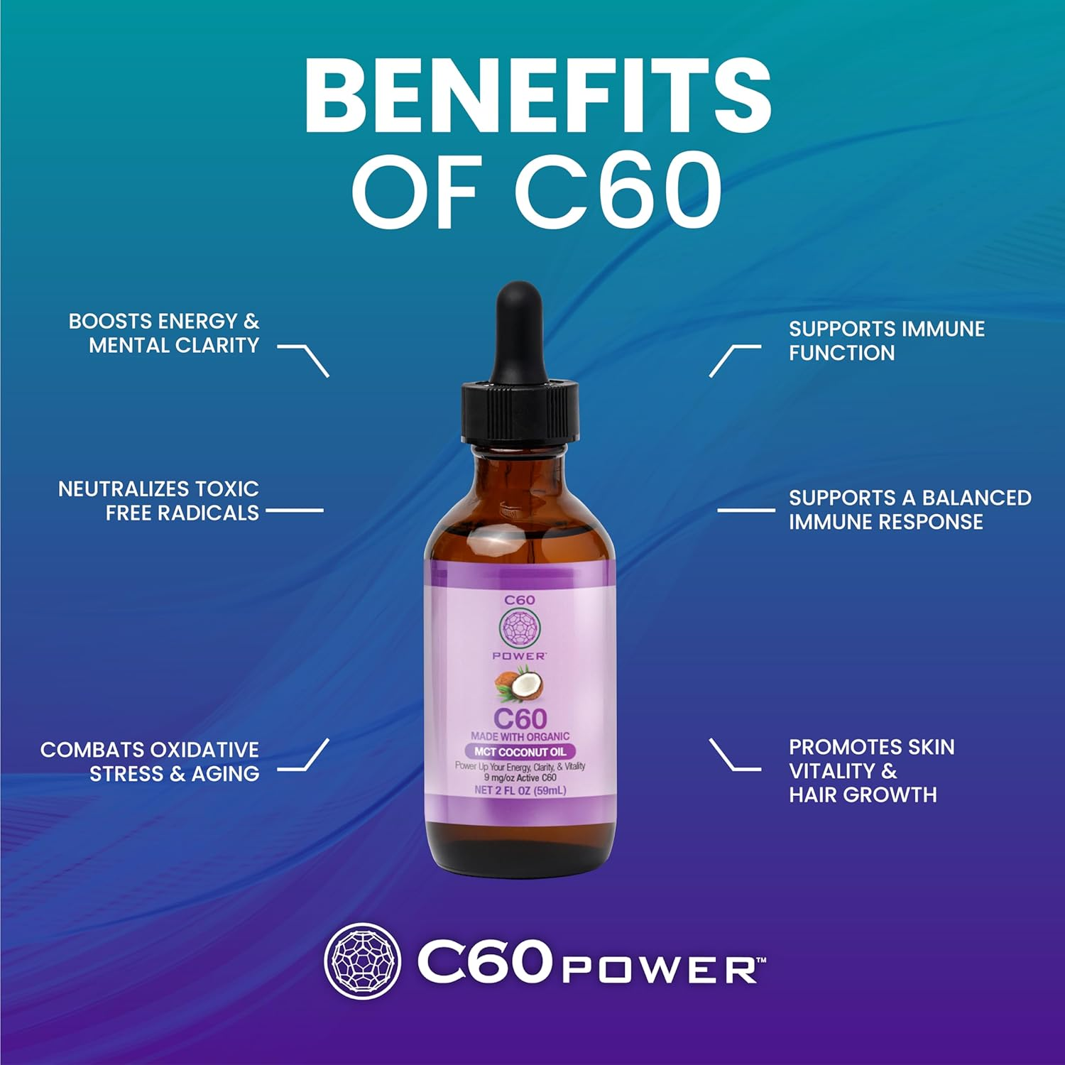 C60 Power - MCT 2-Oz.- Organic MCT Coconut Oil, 2 Fl Oz, 99.99% Pure Carbon Fullerenes, Lift Oxidative Burden, Optimize Mitochondrial Function image number 5