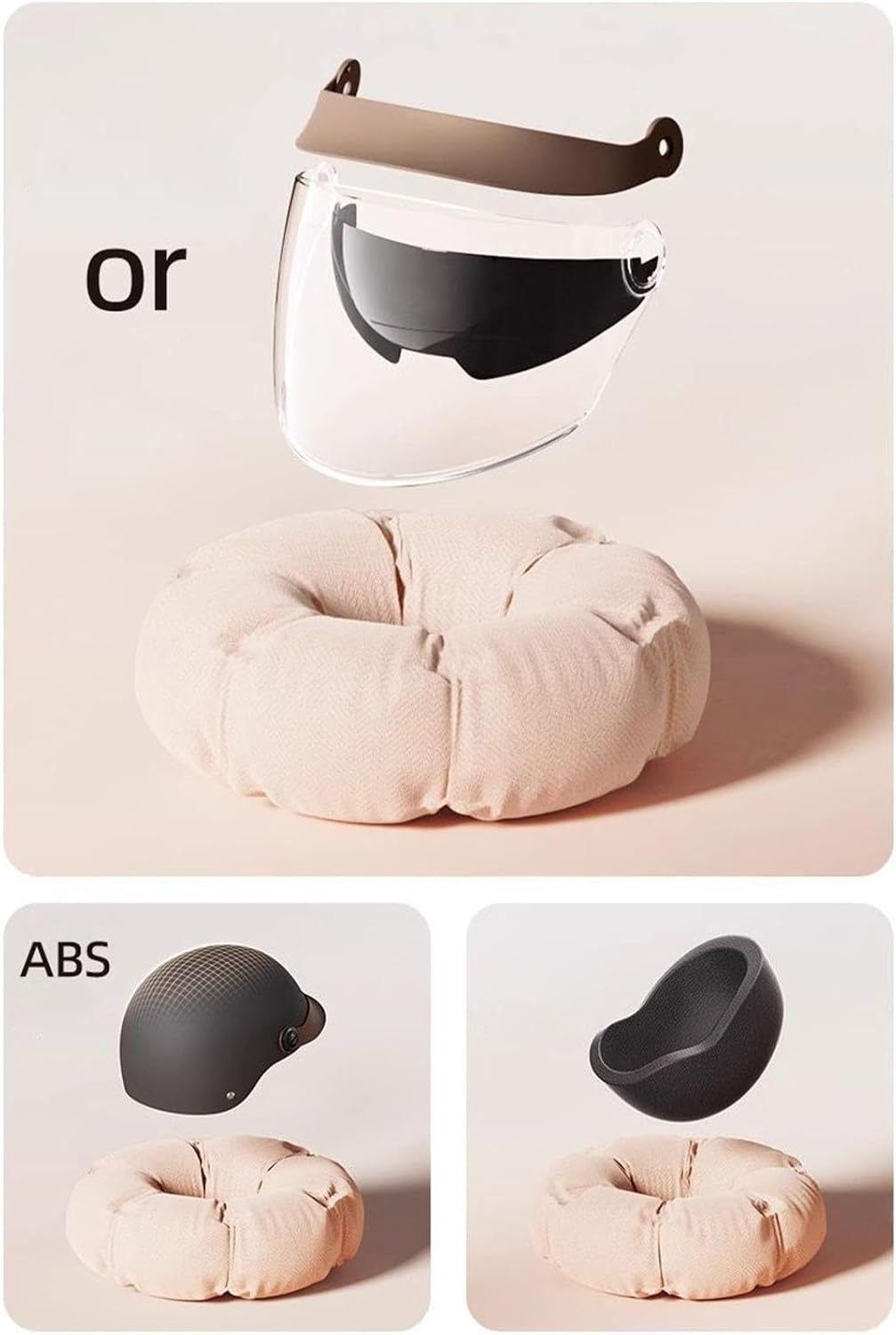 Adult Motorcycle Helmet, Open Face Helmet, Cruiser Scooter Hat, Sun Shield Helmet Hard Cap Motorcycle Safety Half Helmet Motorbike Sun Shield Cruiser Helmet Men Scooter Helmet Women - Apricot image number 2