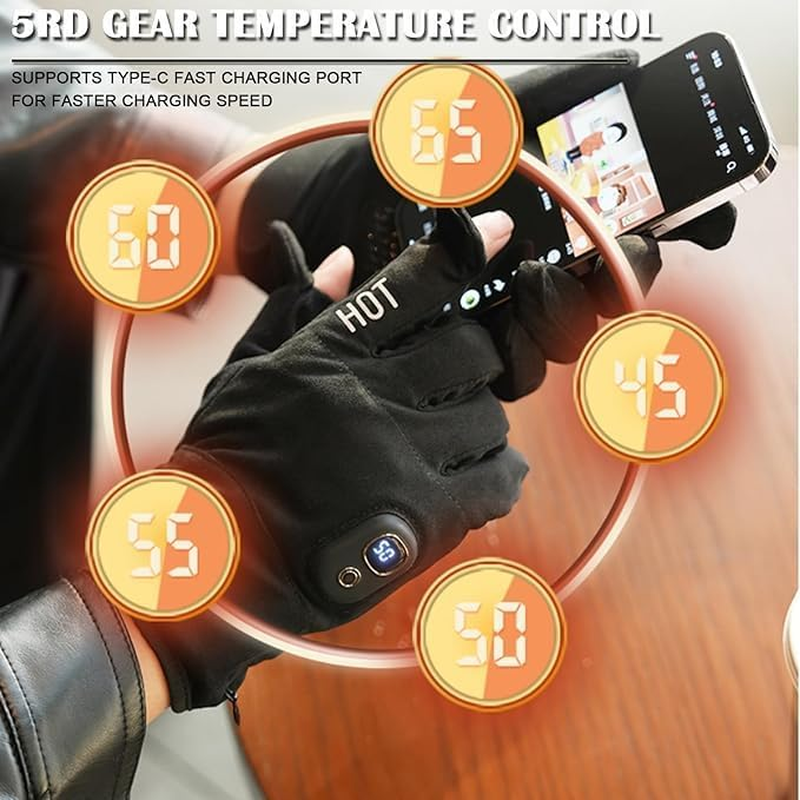 B-Qtech Heated Gloves, Electric Rechargeable Gloves, Skiing Gloves Cold Weather Heating Gloves for Men Women, Snow Work Camping Hiking Hand Warmer Glove image number 1
