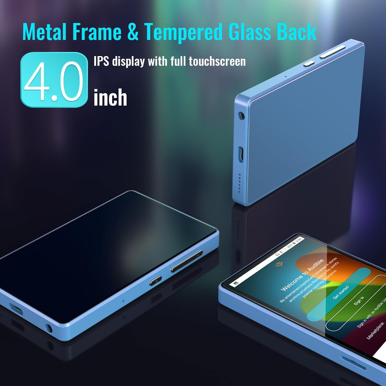 MP3 Player for Kids with Parental Controls, Spotify Kids, Spotify, Audible, Amazon Music, Libby, 4.0&rdquo; IPS MP4 Music Player up to 512GB (Blue) image number 1