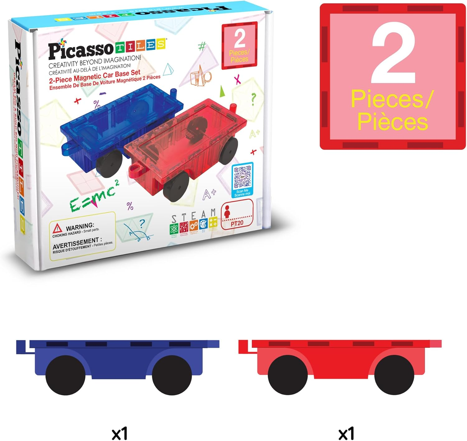 Picassotiles 2 Piece Car Truck Set W/Extra Long Bed & Re-Enforced Latch, Magnet Building Tile Magnetic Blocks -Creativity beyond Imagination! Educational, Inspirational, Conventional,& Recreational! image number 5