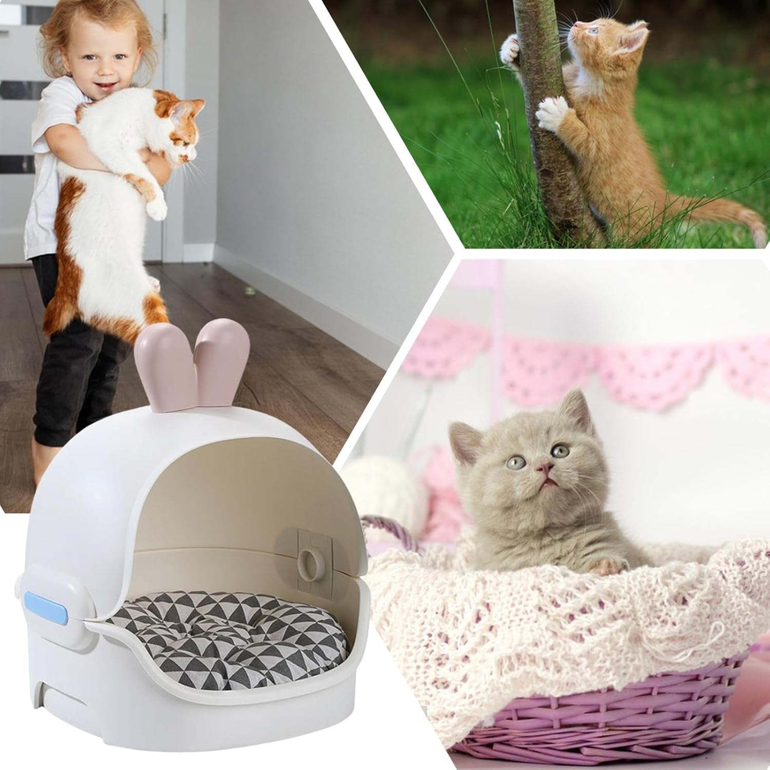 Cat Houses for Indoor Cats,Waterproof Cat Bed Cave Small Cat House - Windproof Cat Bed House Compact Warm Cave Nest for Home Pet Shops image number 5