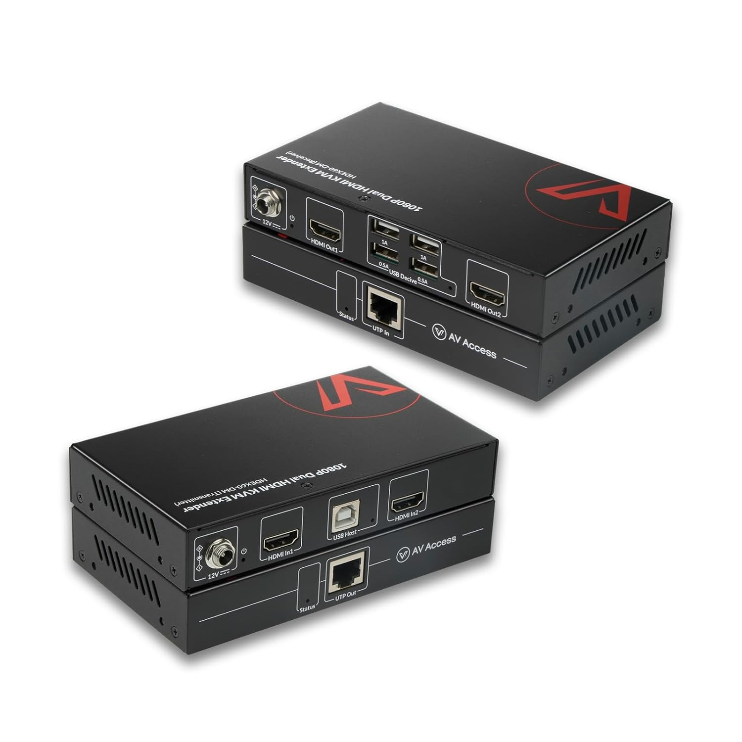 HDMI USB KVM Extender Dual Monitor over Cat5E/6/6A/7 up to 1080P@60Hz 197Ft, Zero Latency Extended Dual View, Display 2 Monitors with 4 USB 2.0 Ports for Keyboard/Mouse, HDCP 1.4, Poc, Plug and Play