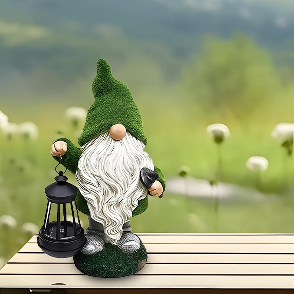 TOMVAES Solar Garden Statue, Creative Gnome Garden Statue Outdoor Lawn Decoration, Ornament Housewarming Garden for Patio Balcony Yard image number 1