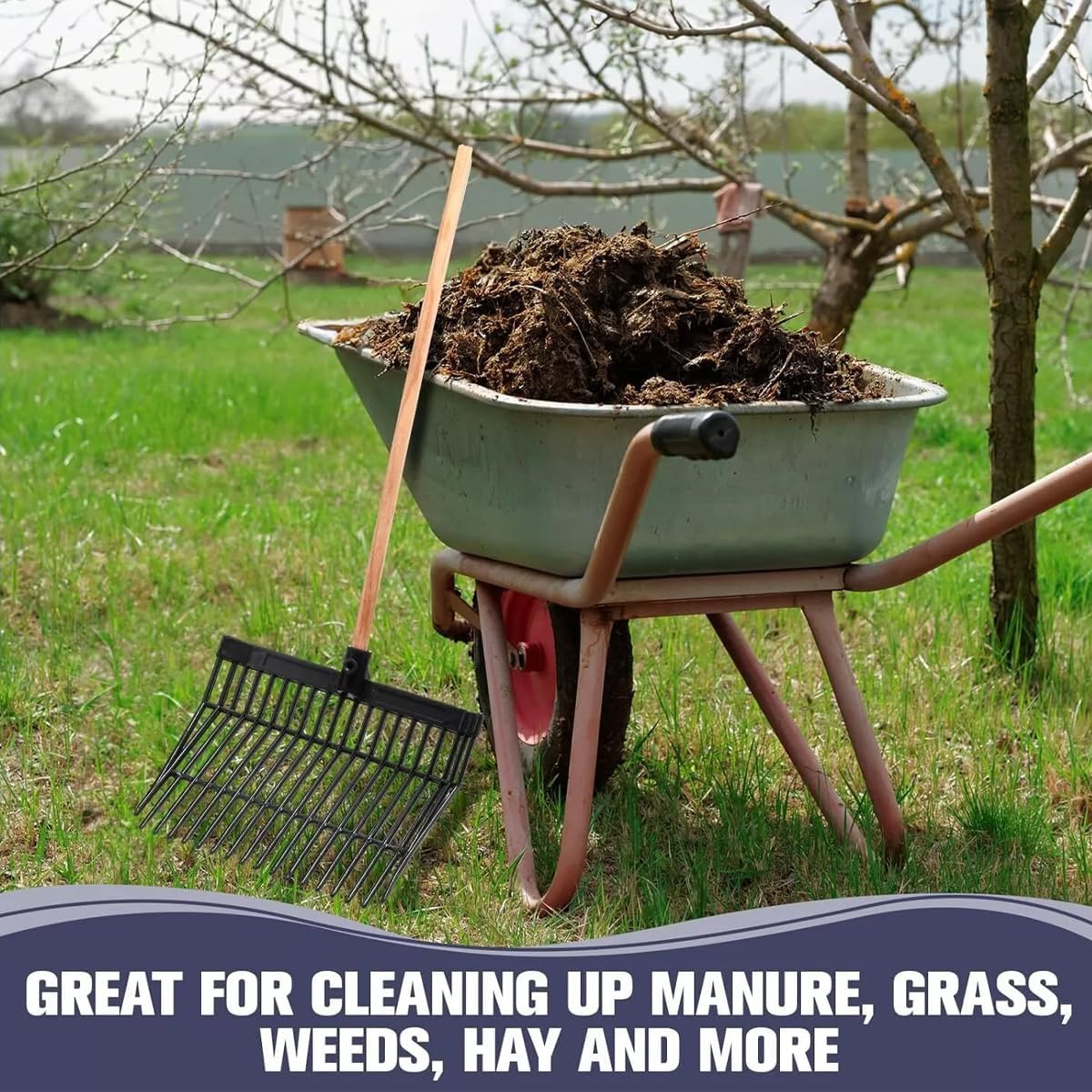 AIMALL ABS Plastic Horse Pitchfork, Large Horse Stable Cleaning Tool, 15.35In X 12.79In Durable Stable Fork for Garden, Horse Grooming, and Stable Supplies - Black image number 6