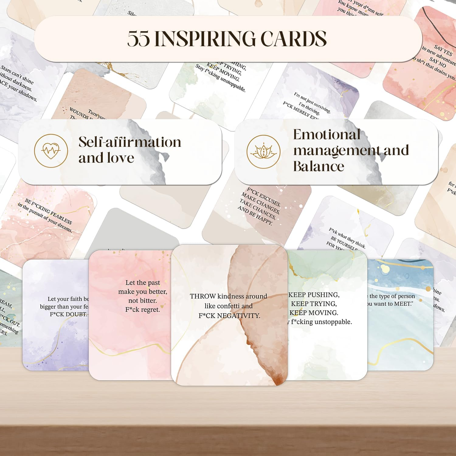 BIROYAL Badass Affirmation Cards for Women - 55 Inspirational & Motivational Cards - Daily Positive Affirmation Card for Women with Display Stand & Metal Box - 3.5&rsquo;&rsquo; X 2.8&rsquo;&rsquo; image number 5