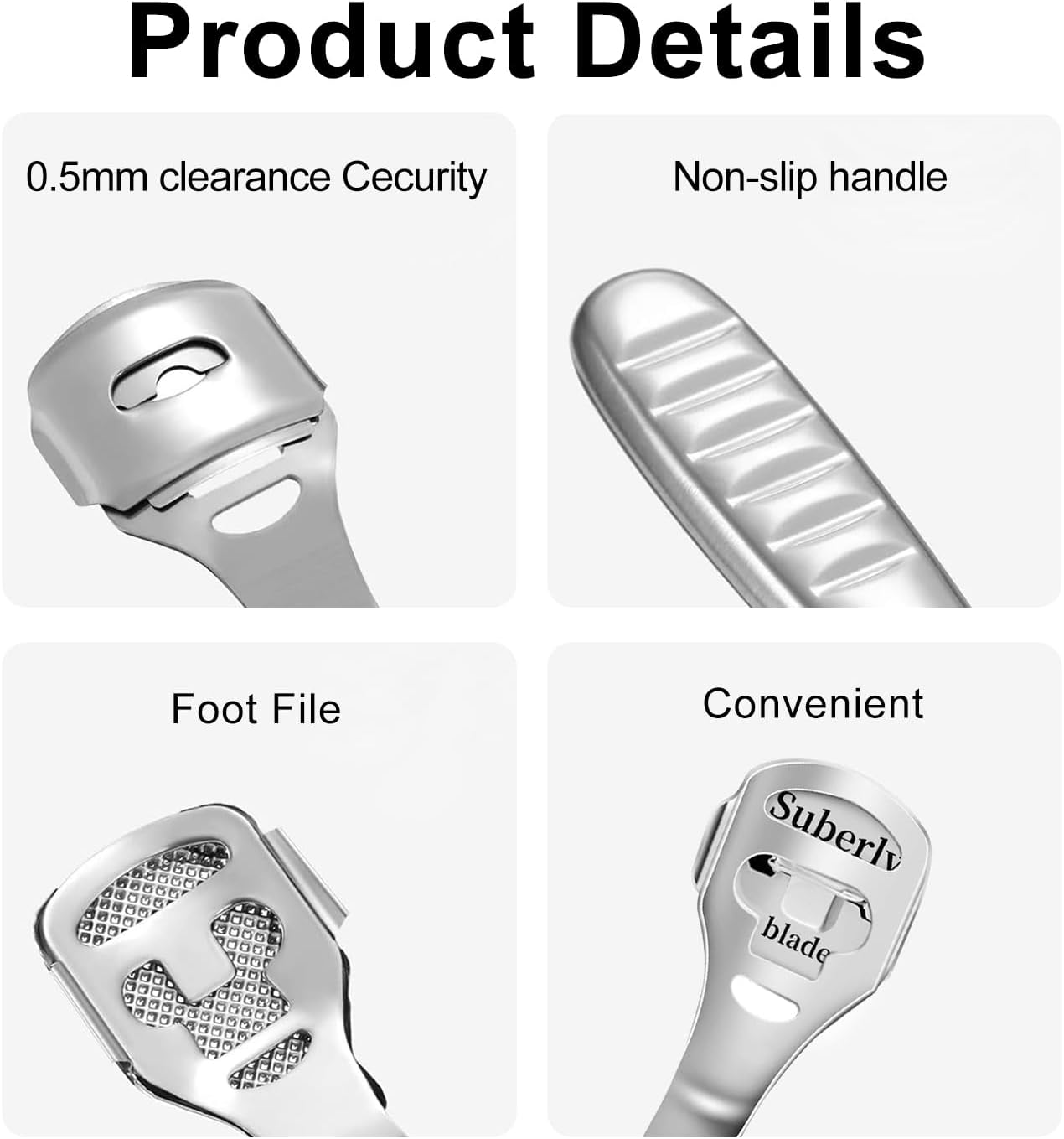 52 Pcs Callus Shaver Set,Funcyboo Callus Shavers Foot Care Razor Foot Shaver Pedicure Tools Heel Scraper for Feet (50 Replacement Blade &1 Stainless Steel Callus Shaver and 1 Foot File Heads) image number 1