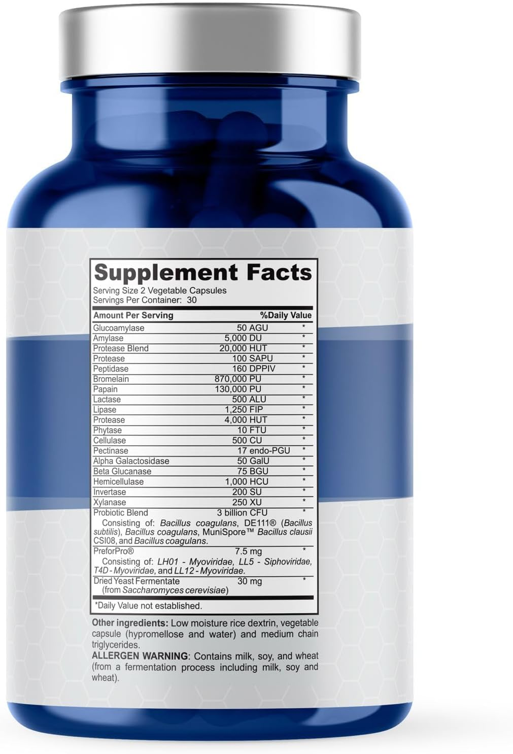 4-In-1 Prebiotic Probiotic & Postbiotic for Women & Men, Complete Gut & Digestive Support Supplement, Pre Post Probiotics & Digestive Enzymes 60 Veggie Caps Capsules