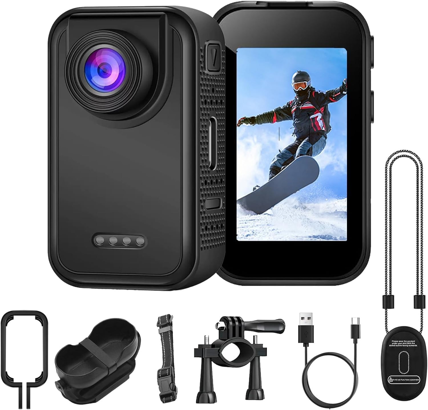 OBEST Mini Sport Camera 1080P with 1.47-Inch Ips,Action Camera HD Lens with a 130-Degree Wide-Angle Lens,Cat Collar Camera for Cyclist, Outdoor Adventurer,Animal image number 4
