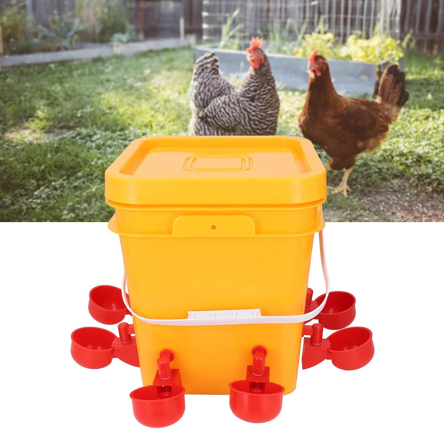 Gernie Automatic Chicken Waterer, Large Capacity Durable Poultry Water Dispenser with 8 Water Cups, Suitable for Chickens, Ducks, Geese, Turkeys, Universal Placement (For Farms and Breeders) image number 4