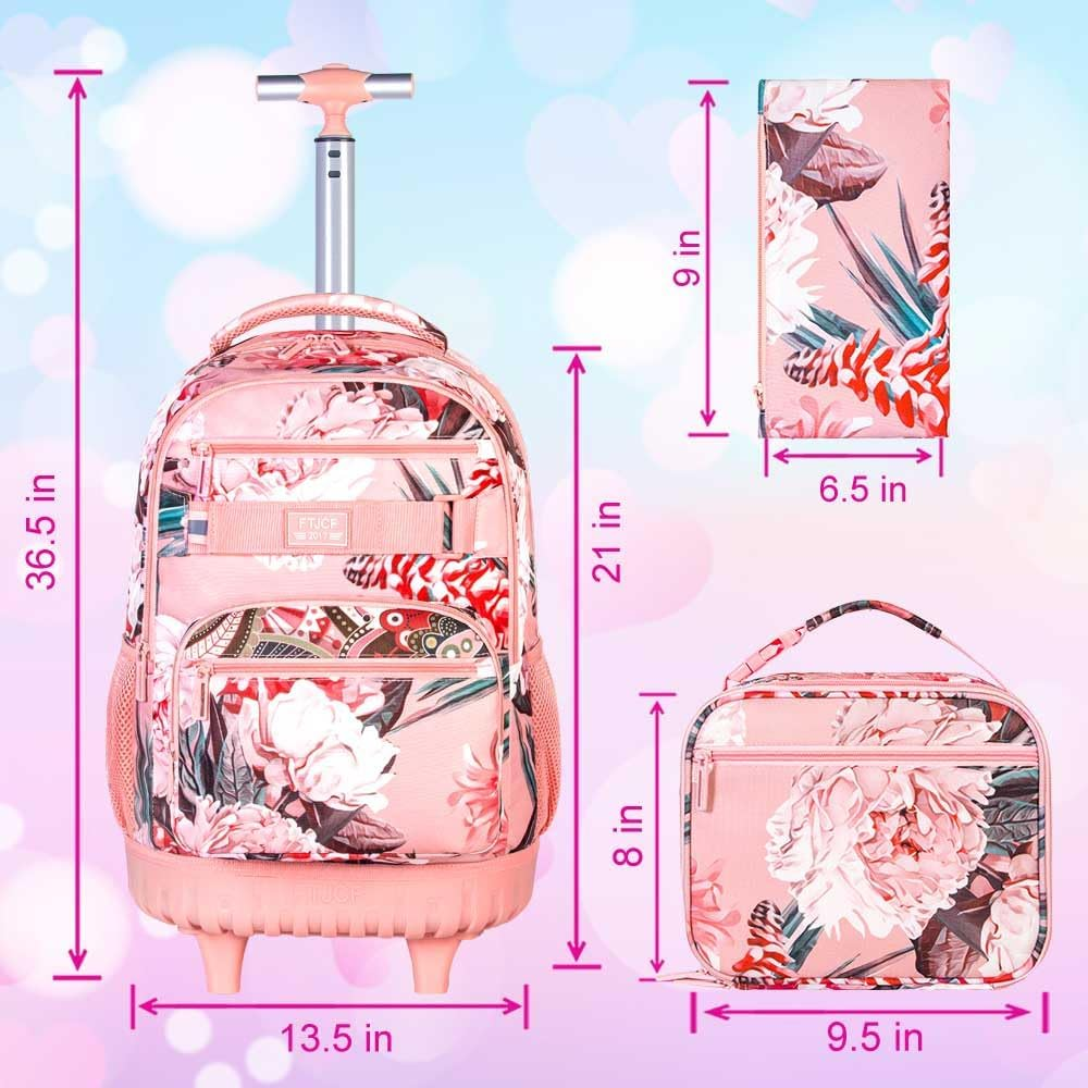 ZLYERT Rolling Backpack for Women Men, Roller Bookbag on Wheels for Girls Boy, Travel Wheel Backpack for Adults