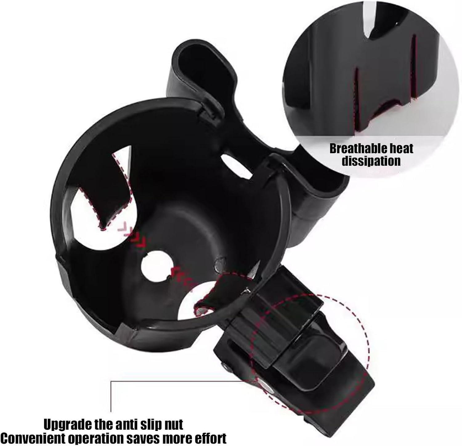 BGENHPON Stroller Accessories Cup Holder with Secure Phone Pocket Anti-Slip Design Fits Most Strollers Including Uppababy Nuna Doona for Outdoor Activities