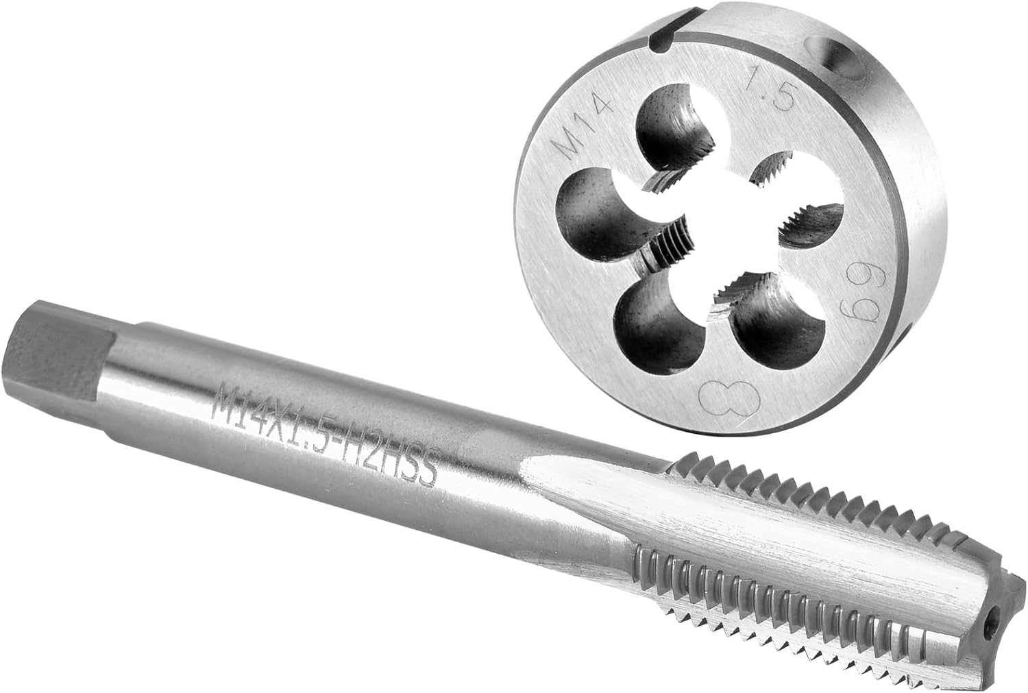 Burkit M14 X 1.5 Tap and Die Set, M14 X 1.5 Machine Thread Tap and round Die Right Hand image number 3