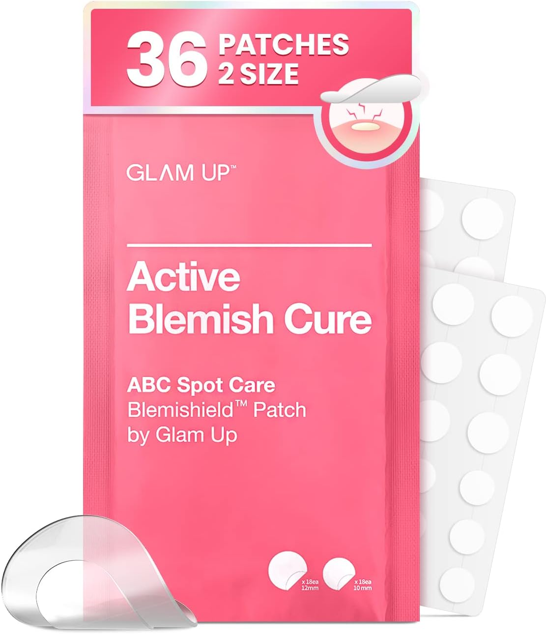 Blemishield Patch by Glam up - 36 Patches, Active Blemish Cure, Hydrocolloid, Invisible Patch, Acne Cover Patch image number 5