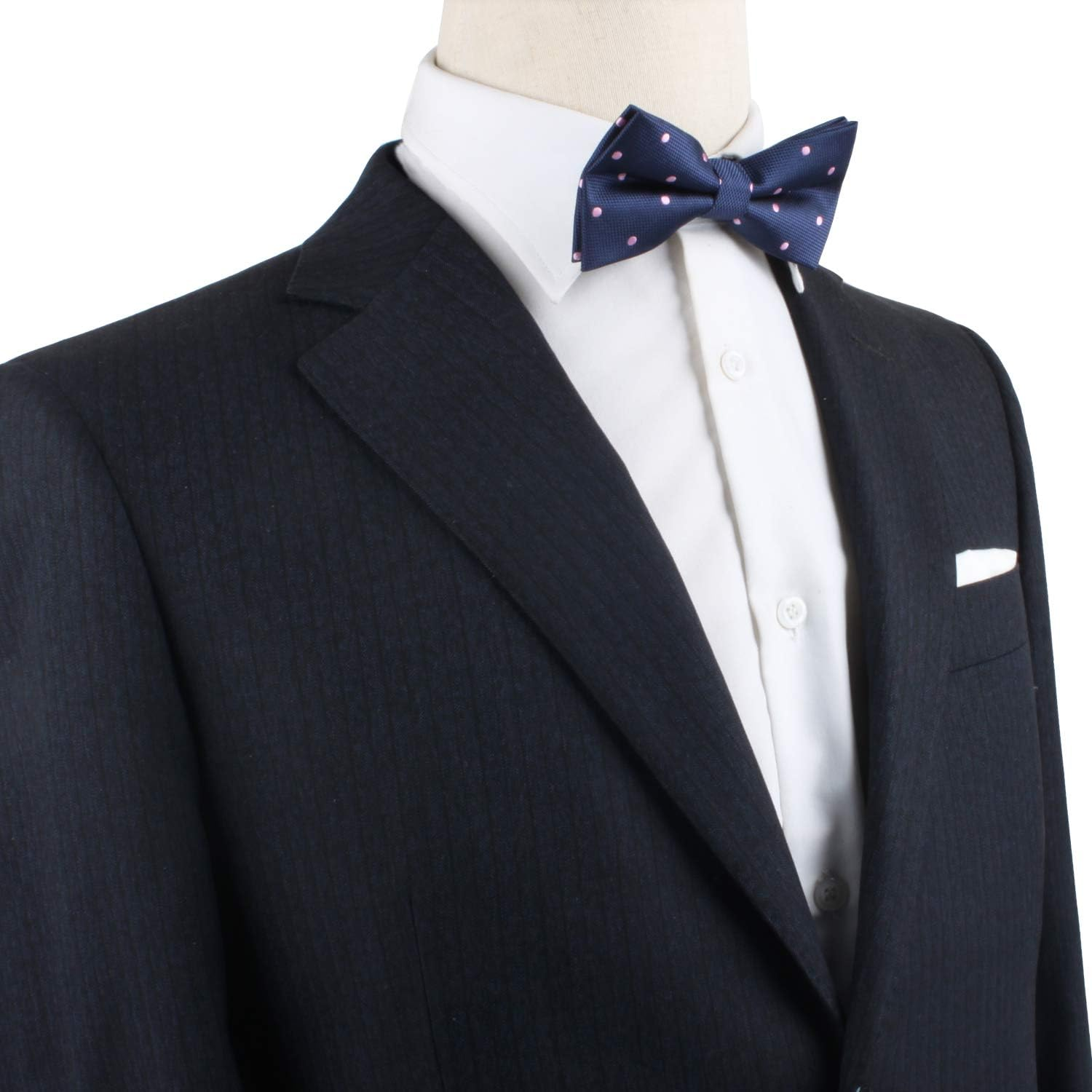 Navy Pink Polka Dot Bow Tie | 5 Year Warranty | Gifts for Men | Groomsmen Bow Ties image number 5