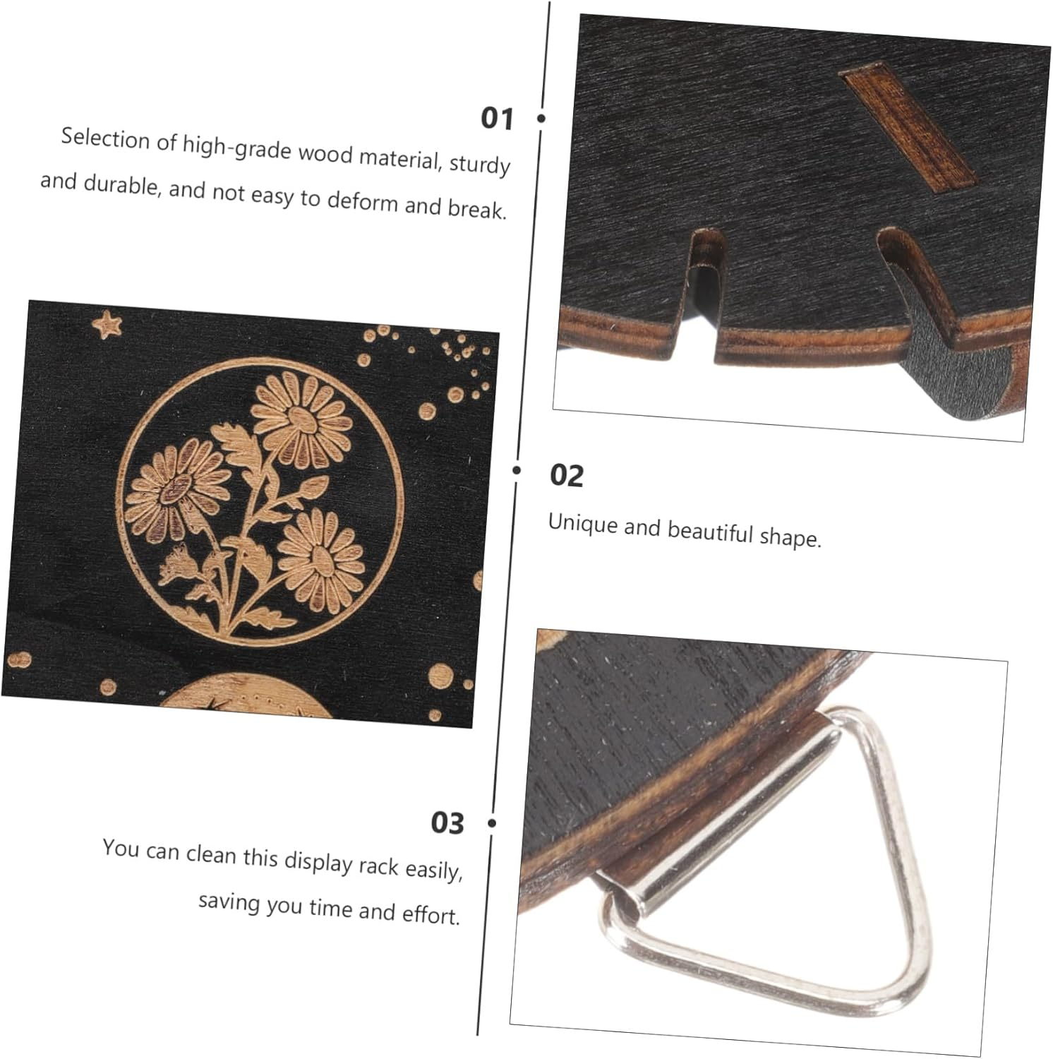 Cabilock 2Pcs Bohemian Style Wooden Crystal Display Rack Sturdy Wall Decor for Home Weddings and Parties Unique Crystal Stone Shelf Stand for Jewelry and Gem Collection image number 3