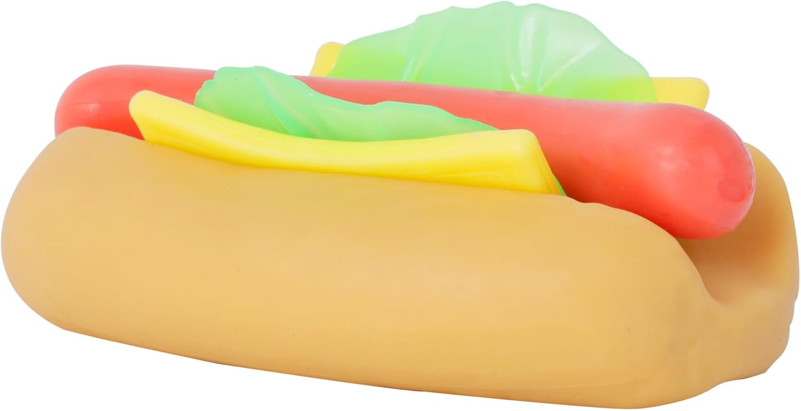 Hot Dog Toy 4 Layers Detachable Hot Dogs Burger Stress Relief Stretch and Squeeze Stress Toys Simulation Food Squishies Birthday Gift for Kid (Hot Dog) image number 1