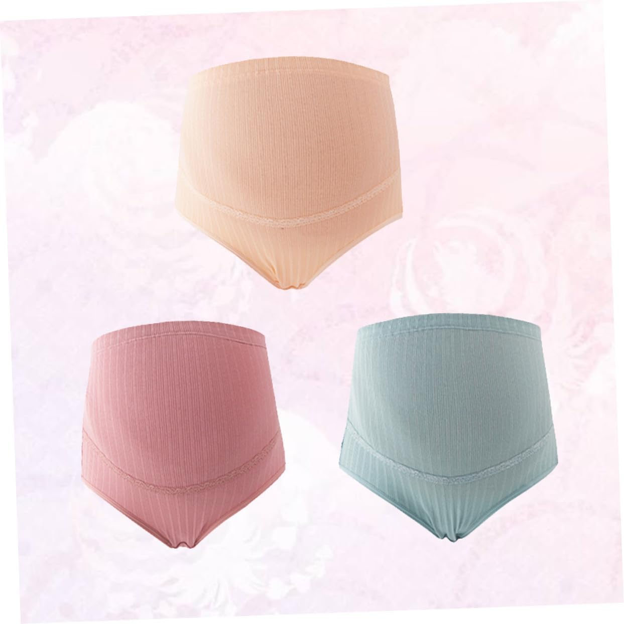 Beavorty 3Pcs High Waist Maternity Panties Cotton Splice Stomach Lift for Pregnant Women Underwear image number 2