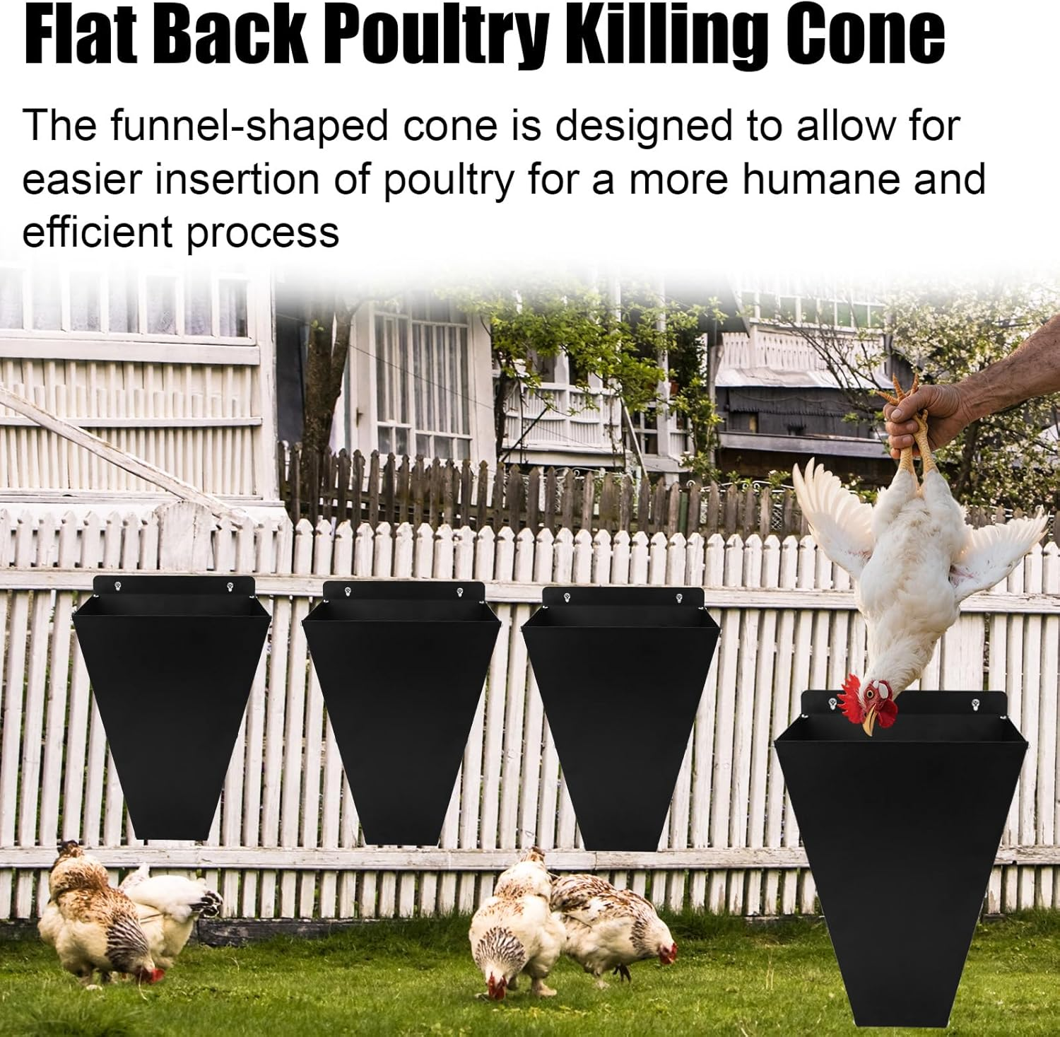 BOXOB Large Size Chicken Cone, Metal Flat-Back Chicken Killing Cone Processing Equipment Heavy Duty Poultry Restraining Cones for Turkeys Cornish Cross Ducks Geese up to 18 Lbs image number 4