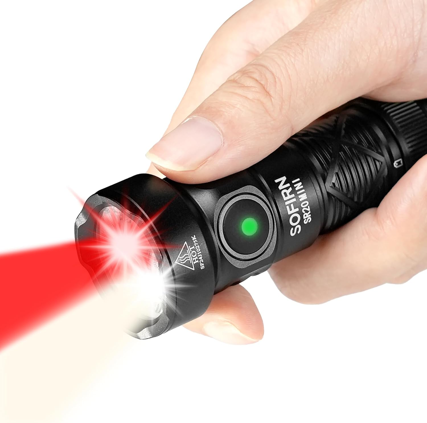 Sofirn LED Rechargeable Red Flashlight, SR20 Mini Bright Flashlight with 1200 Lumens Bright White Light, Red Light, Waterproof Samll Light for Camping Hiking Hunting Fishing image number 3