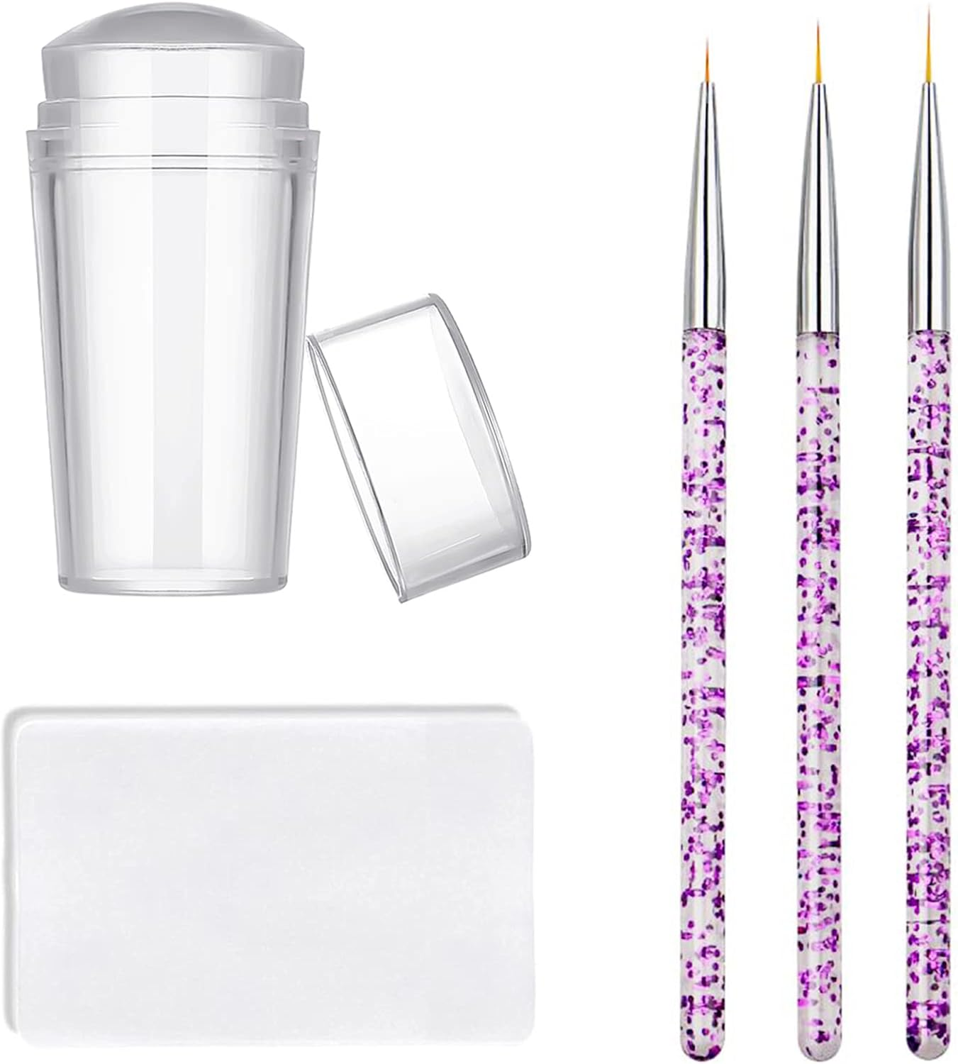 Nail Stamper Nail Art Brushes - French Tip Nail Stamp Clear Nail Art Stamper Jelly with Scraper, 3Pcs Nail Pen Brushes, Soft Silicone Stamper Printer DIY French Tip Nail Stamping (3Pcs) image number 5