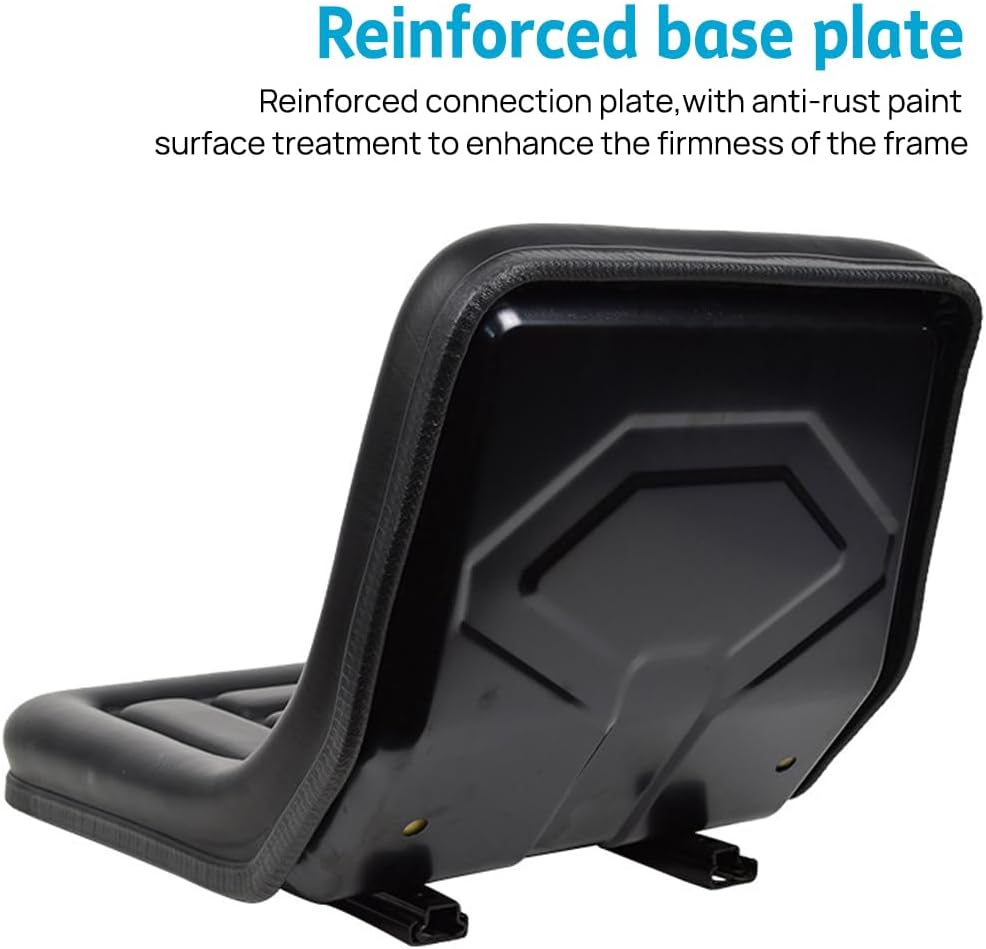 Suspension Tractor Seat Universal Excavator Forklift Lawn Tractors Backrest Chair Universal Replacement, High Density Foam Pu Leather Black