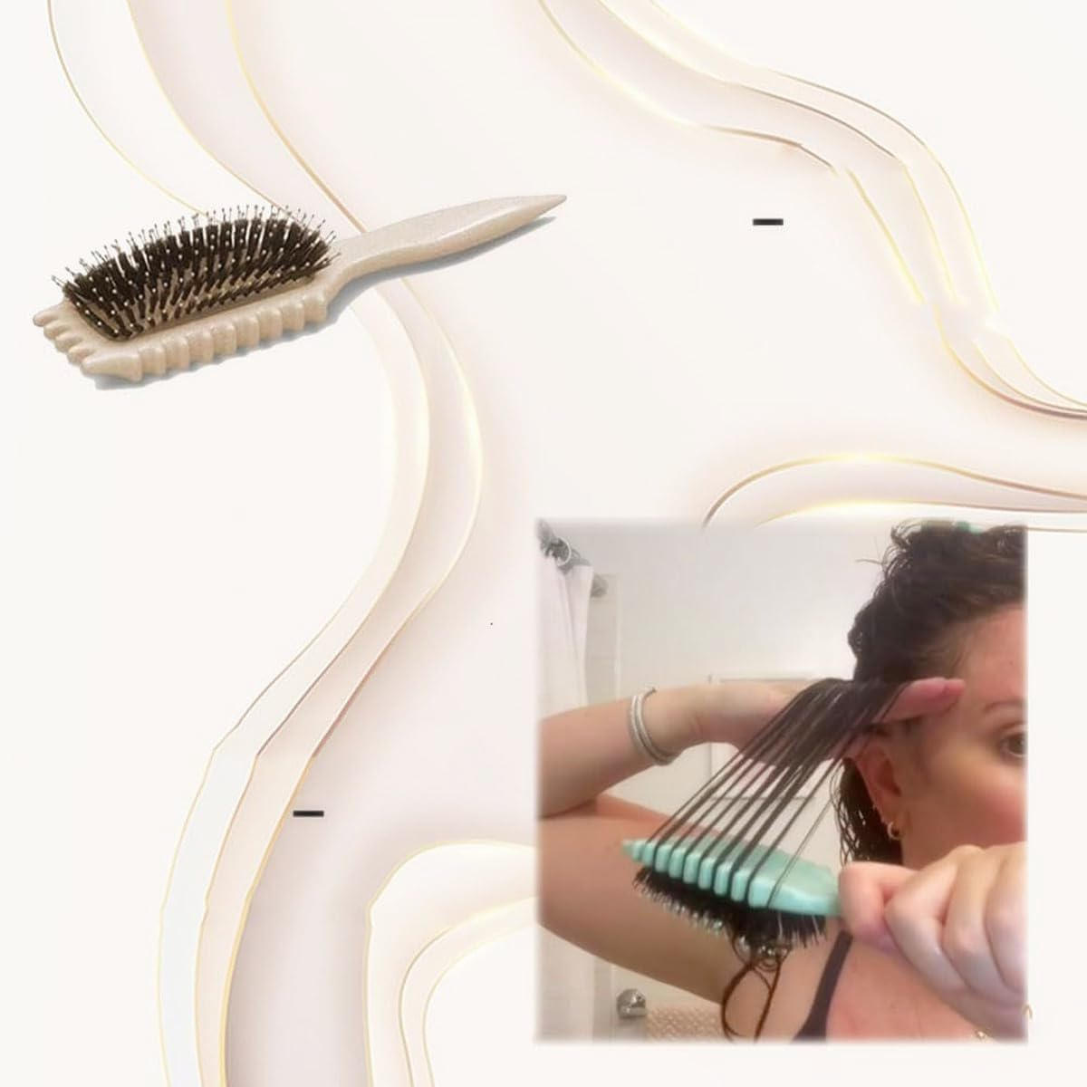 Curl Define Styling Brush, Curling Brush for Men and Women or Hair Salon Com Bing Tool (White) image number 3