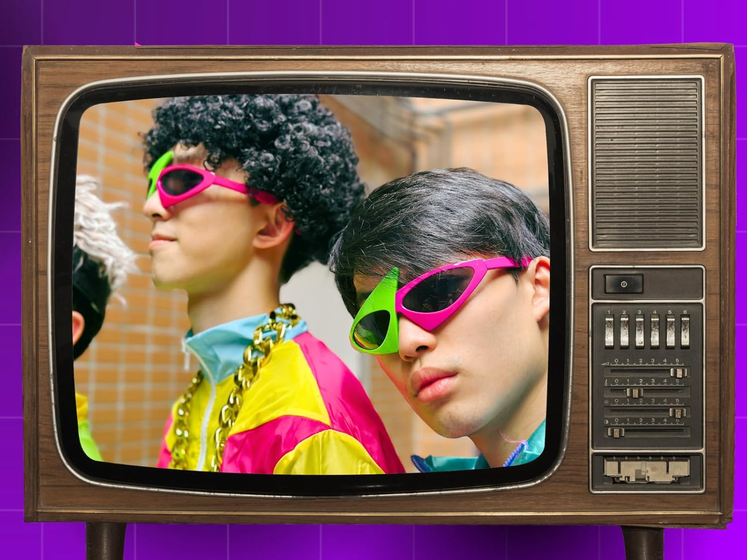 Novelty Party Sunglasses 80S Asymmetric Glasses Neon Glasses for Hip Hop Dance Halloween Party image number 3