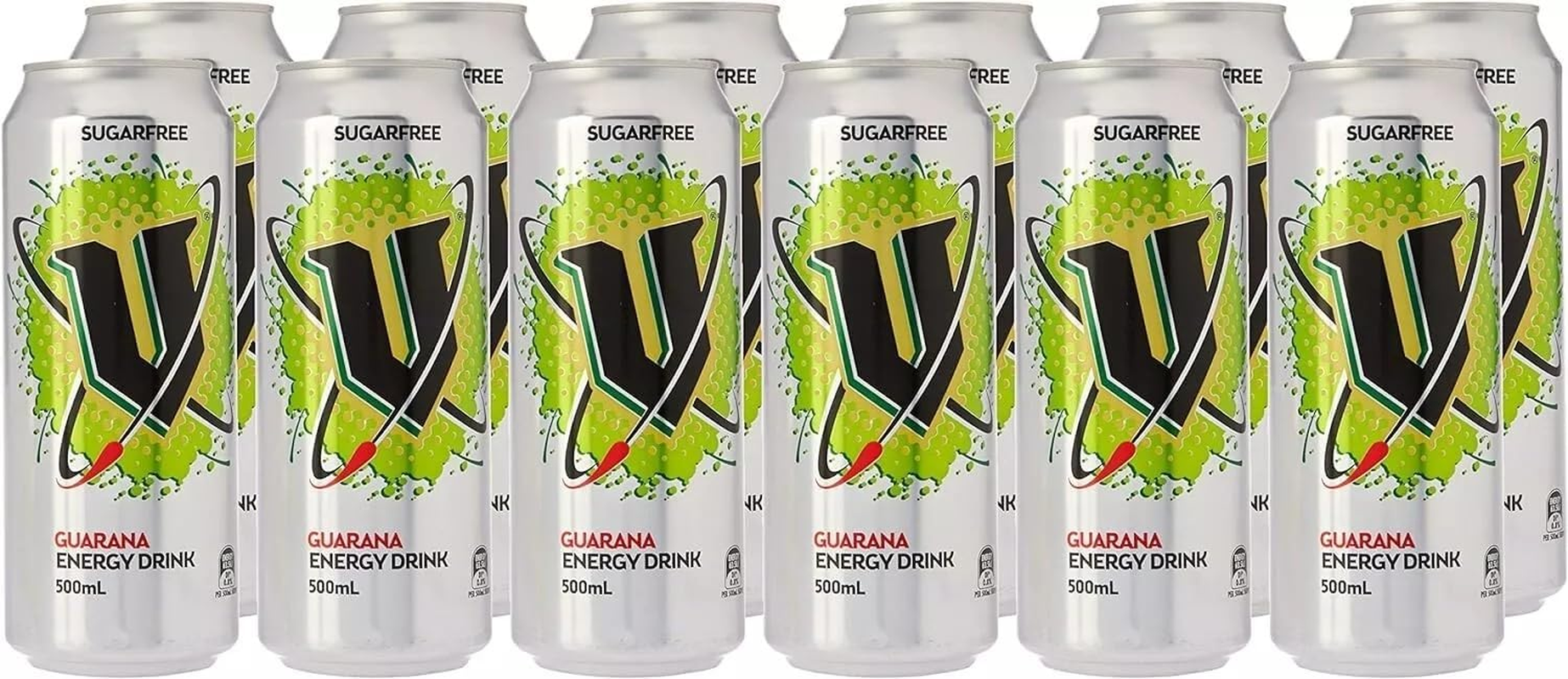 V Energy Sugar Free Guarana Energy Drink Can, 12 X 500 Milliliters image number 1