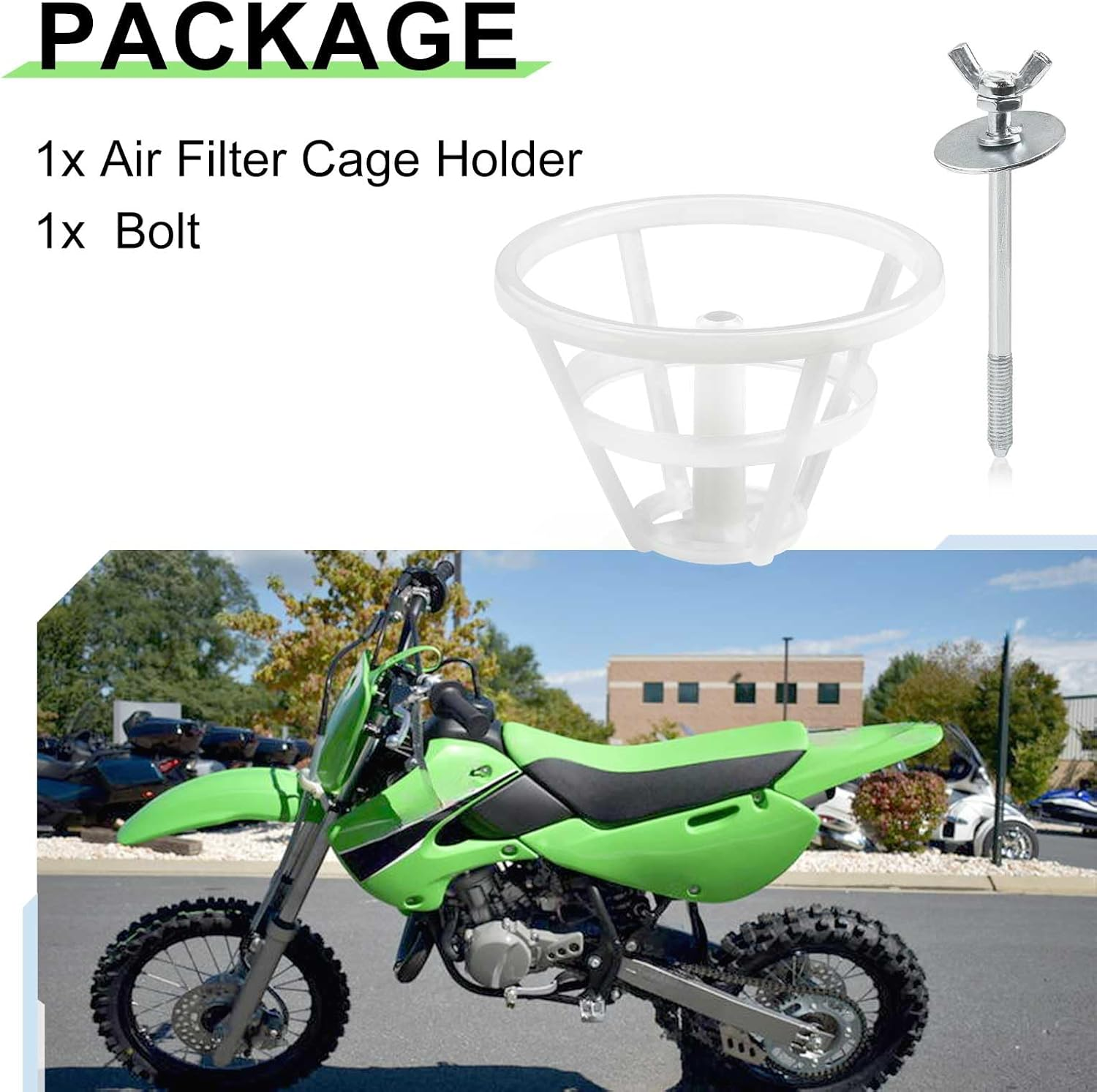 Air Filter Cage Holder + Bolt for KAWASAKI KX65 KX80 KX85 KX100 13091-1696 image number 3