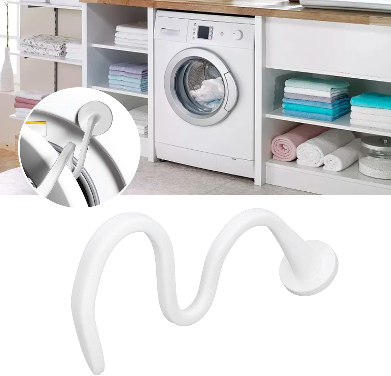 Front Load Washer Door Prop, Magnetic Washing Machine Door Holder, Keep Washer Door Open, Flexible Prop Fits Most Washing Machines, Washer Door Stopper (White) - White image number 6