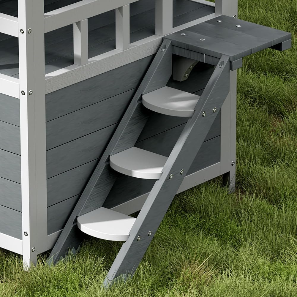 Pet Cat House Outdoor Shelter 72X72X127Cm Rabbit Hutch Wooden Condo image number 2