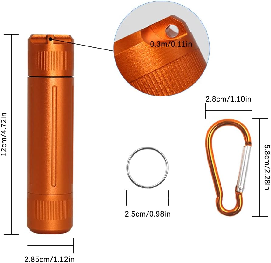 Finegood 2 Set of Smell Proof Container, Waterproof Airtight Stash Jar Portable Aluminium Alloy Container with Carabiner for Outdoors Survival image number 6