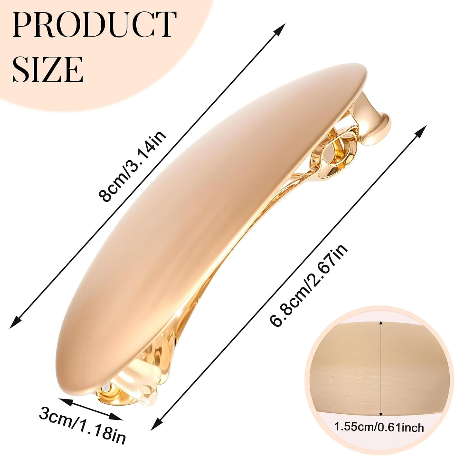 TELAIN Large Oval Metal Hair Clip in Gold Vintage French Design for Thick Long Hair Wedding Party Hair Accessories