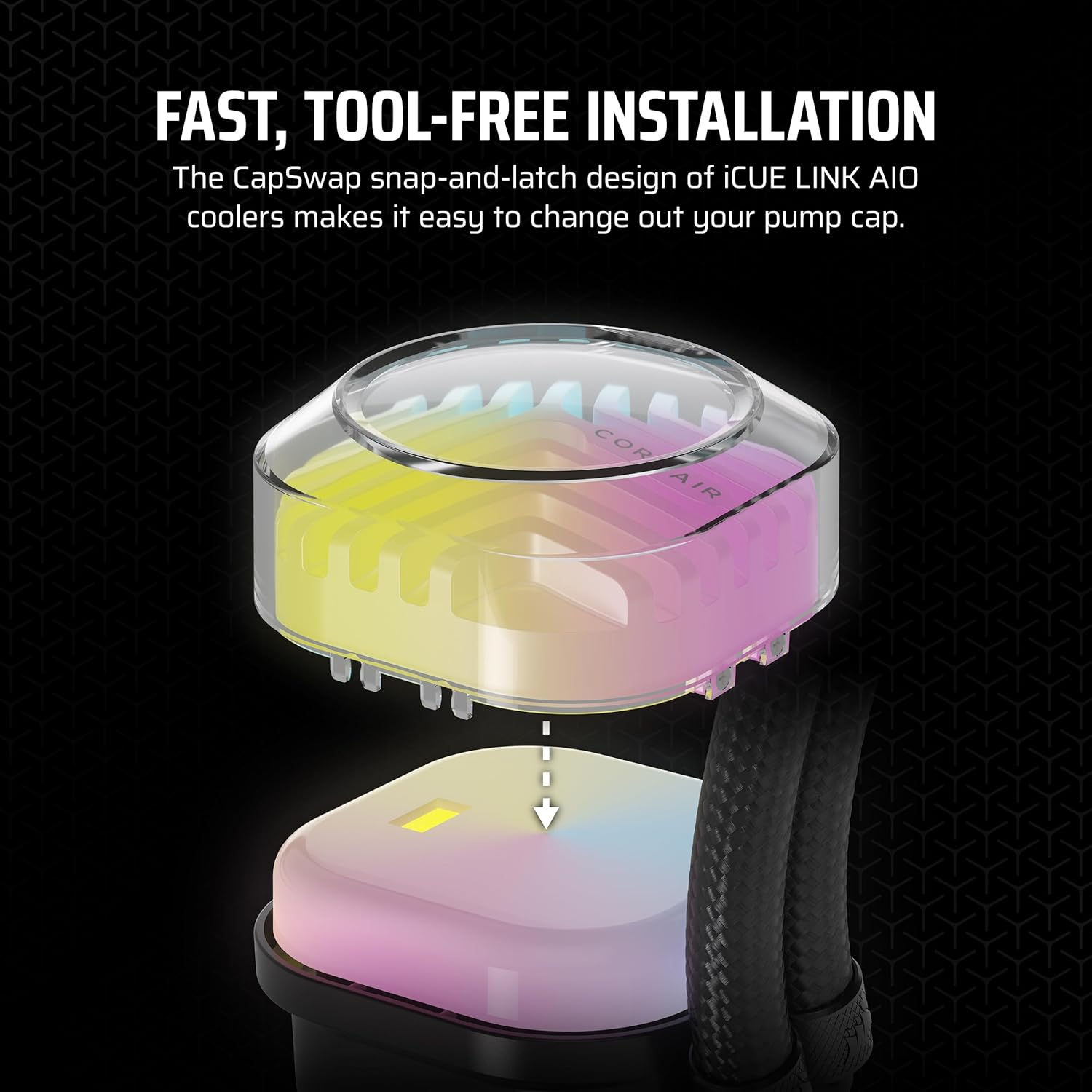 CORSAIR Icue Link AIO Pump Cap Module &ndash; Tool-Free Installation &ndash; Groove image number 2