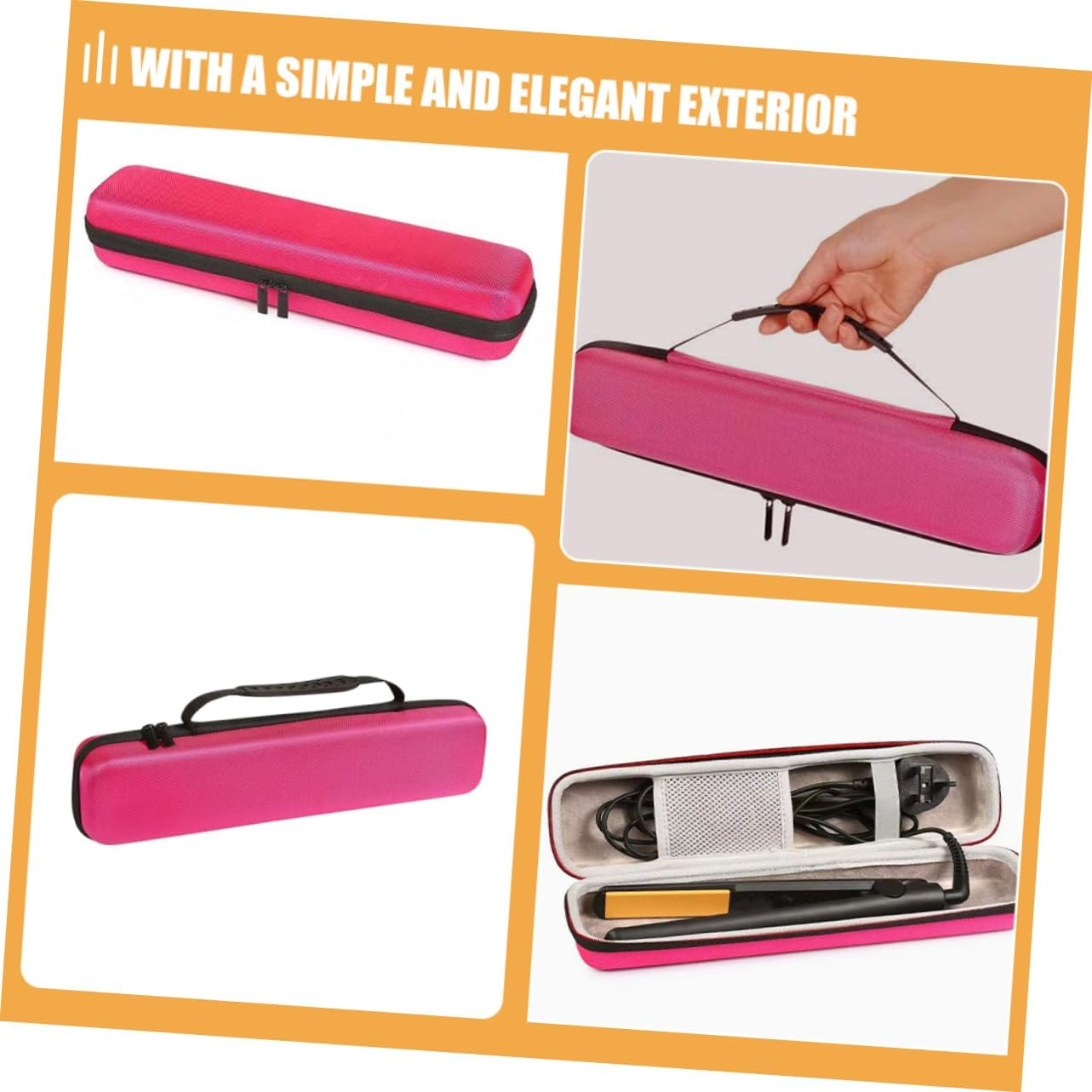 ADOCARN Heat Resistant Hair Tool Travel Bag for Curling Iron Hair Straightener Portable Storage Pouch Hard Shell Lightweight Organizer for Travel image number 4