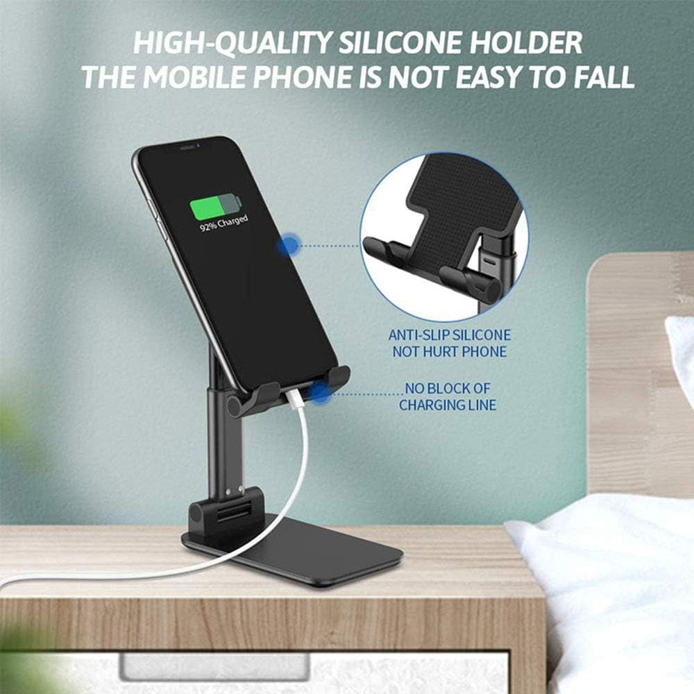 Adjustable Cell Phone Stand Phone Dock Cradle Holder Foldable Adjustable Height Angle for All Phones Tablets with Anti-Slip Base (Navy Blue) image number 3