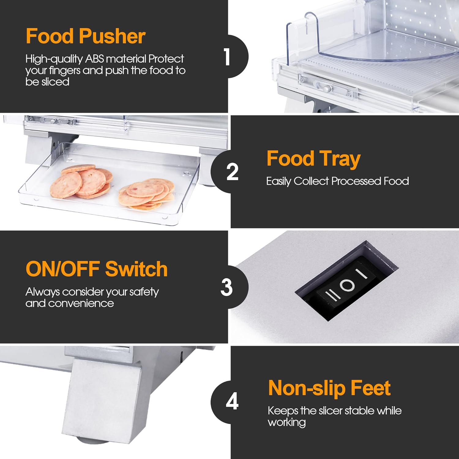 Electric Meat Slicer, 6.7" Meat Slicers Precision Food Cutting Machine W/ 2 Removable Stainless Steel Blades, Easy-Wash Fruit Cheese Meat Cutter | Adjustable Thickness | 200W image number 2