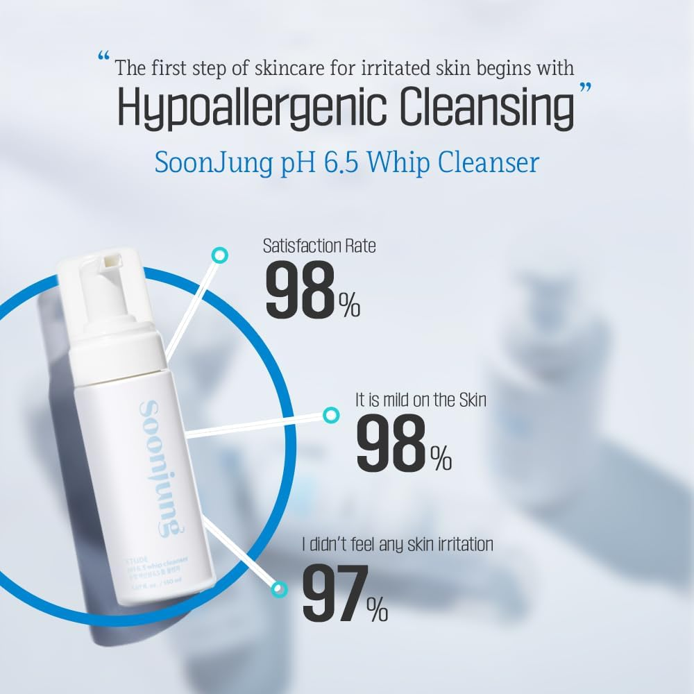 Etude House Soonjung Ph 6.5 Whip Cleaner 5.1 Fl. Oz (150 Ml) 21AD Non-Comedogenic and Hypoallergenic Soft Bubble Hydrating Facial Cleanser for Sensitive Skin image number 5
