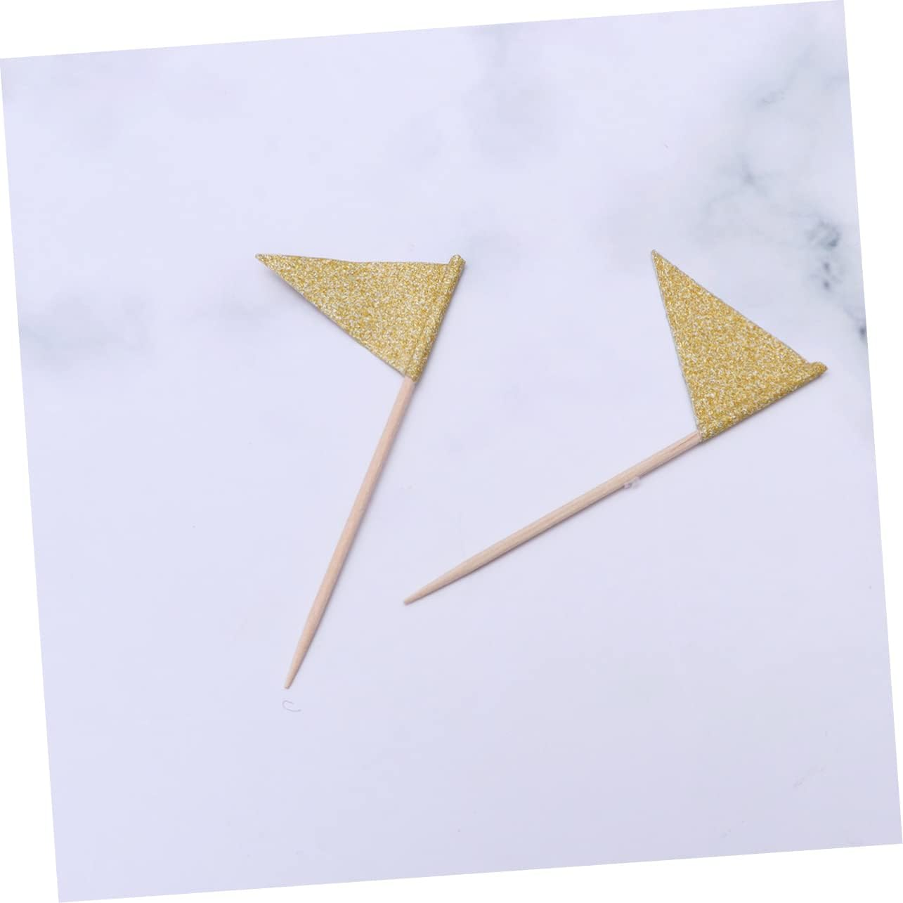 STOBAZA 15Pcs Glitter Small Triangle Flag Cake Toppers Year Party Annual Meeting Layout Cake Decoration Picks Dessert Insert for Boys and Girls Party Favours image number 4