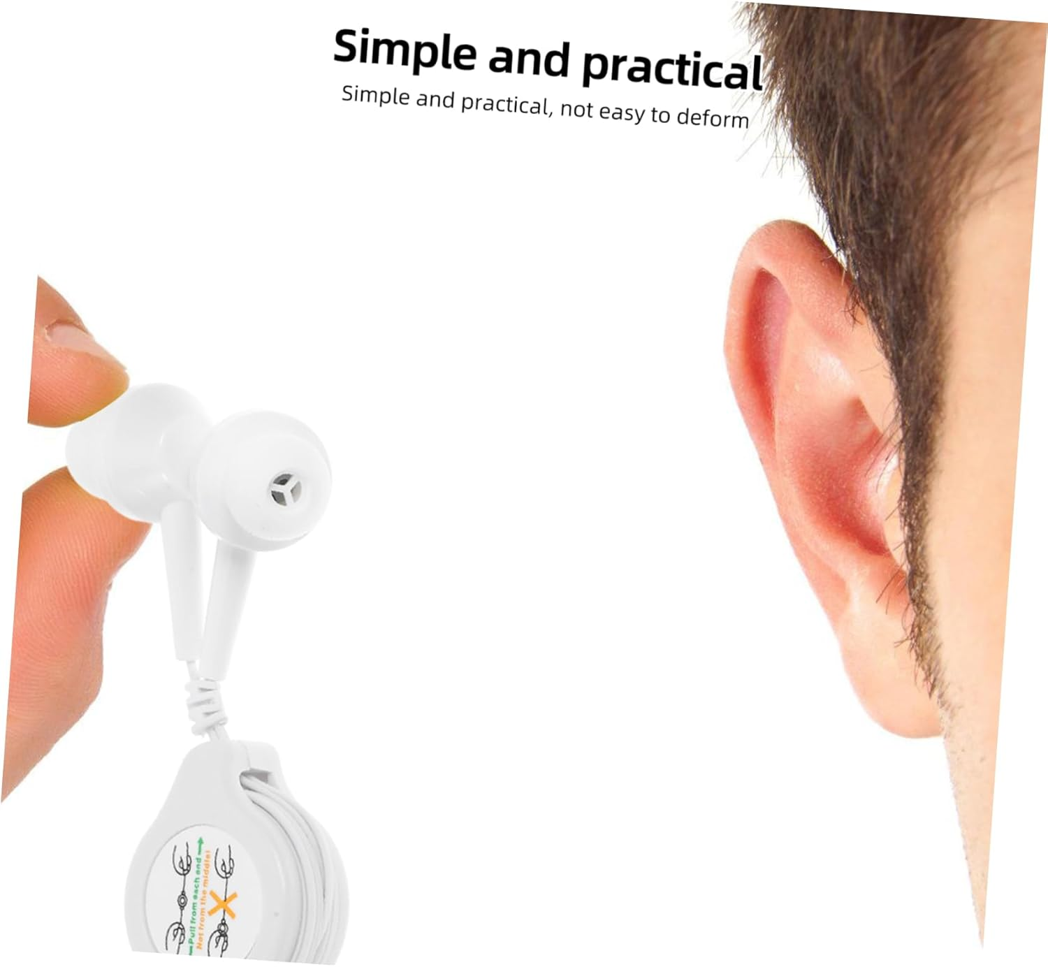 HEATSHAKING Retractable in Ear Headphones Lightweight for CD Players Smart Devices Comfortable Cushions Portable Design for Gym Daily