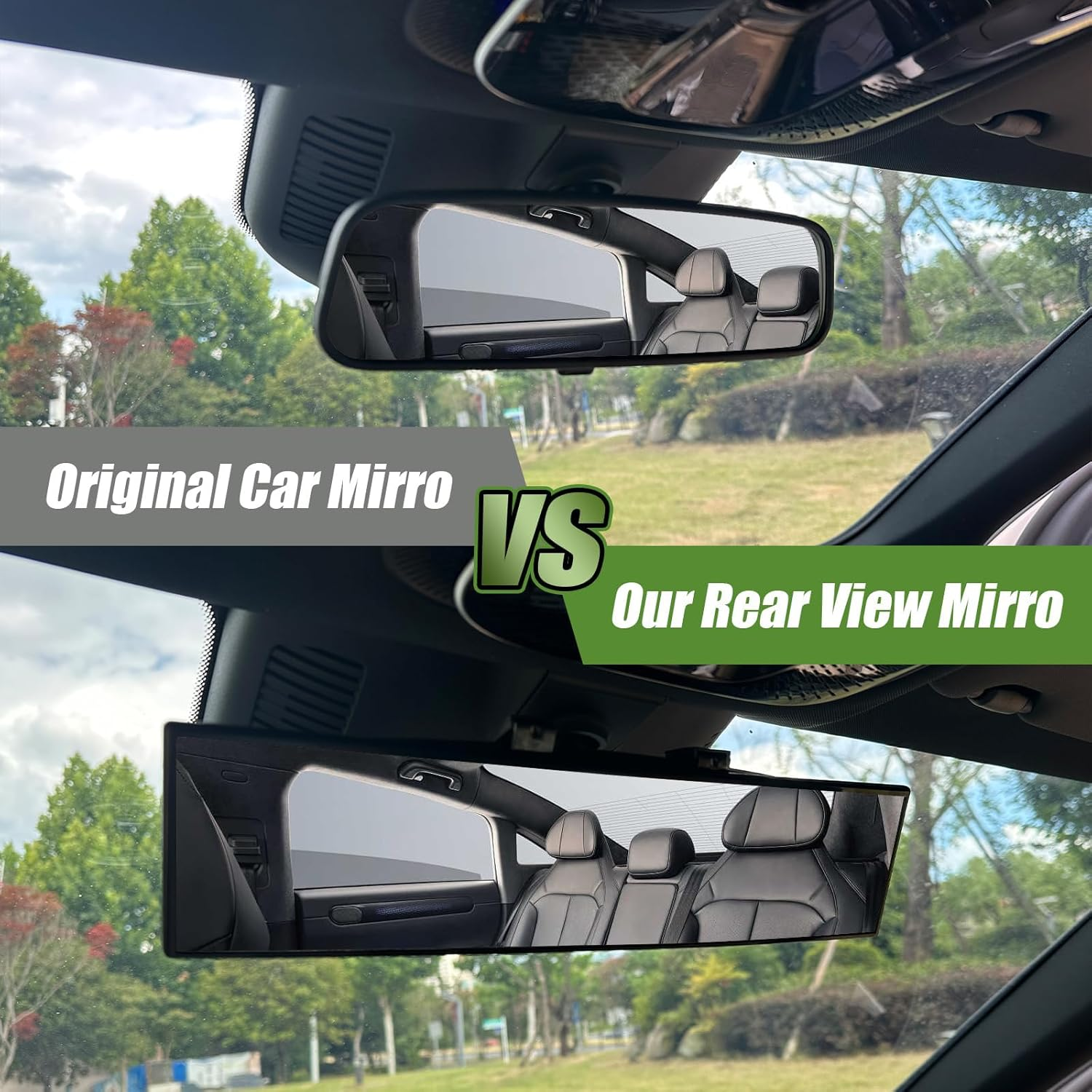 Velmoriah 12 Inch Panoramic Rear View Mirror &ndash; Convex Clip-On Wide Angle HD Mirror for Cars, Suvs & Trucks, Reduce Blind Spots, Universal Interior Fit, Anti-Glare, Clear Vision for Safer Driving