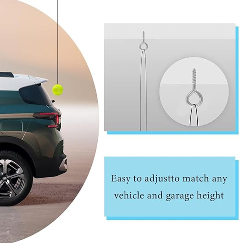2 Packs Tennis Ball Garage Parking Aid,With String,Precise Garage Car Stop Indicator W/Adjustment Buckle,Easy Installation,Parking Stopper Assist for Garage Accessories,Car Accessories image number 5