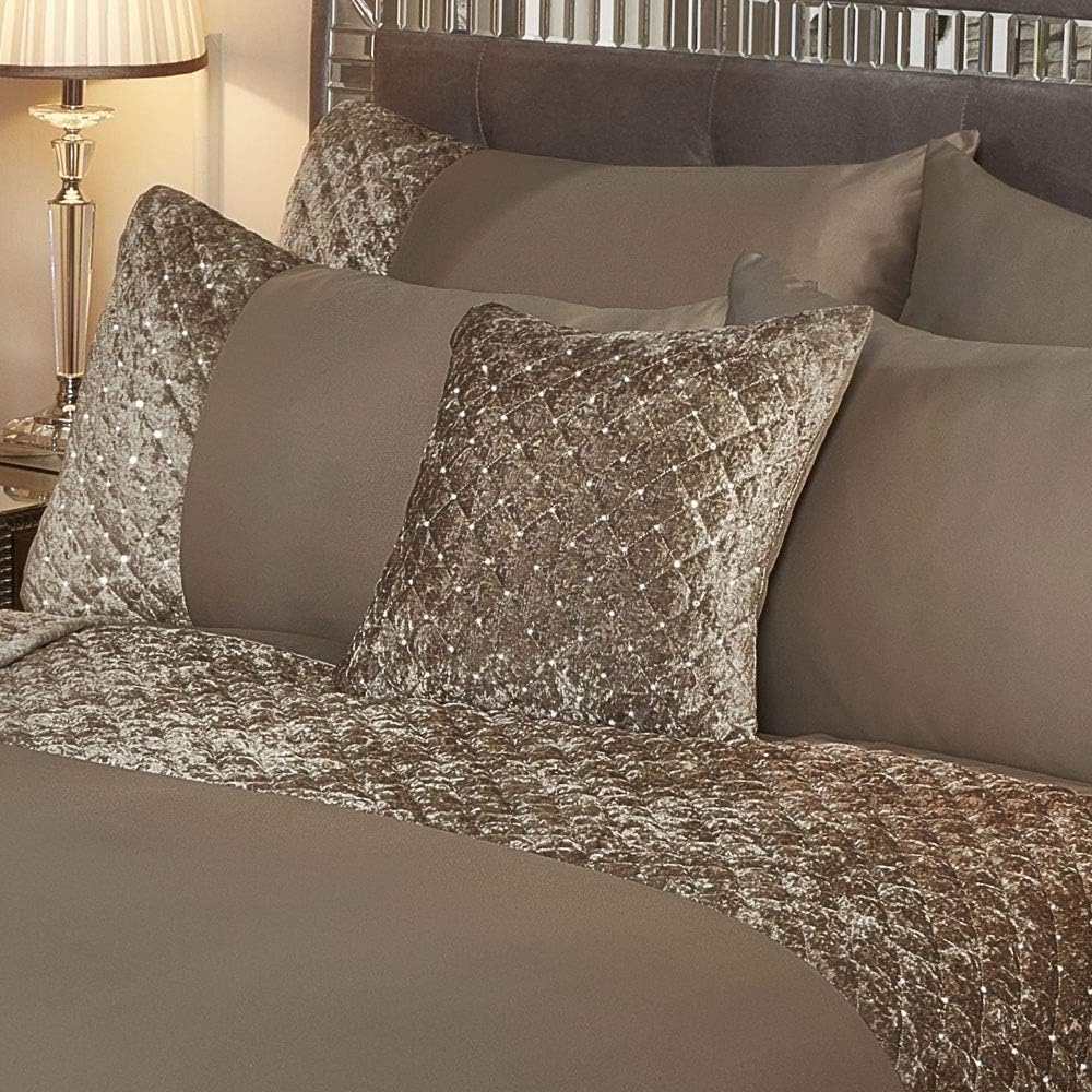 Emma Barclay Glamour - Quilted Sequin Velvet Duvet Set in Mink - Double Bed image number 2